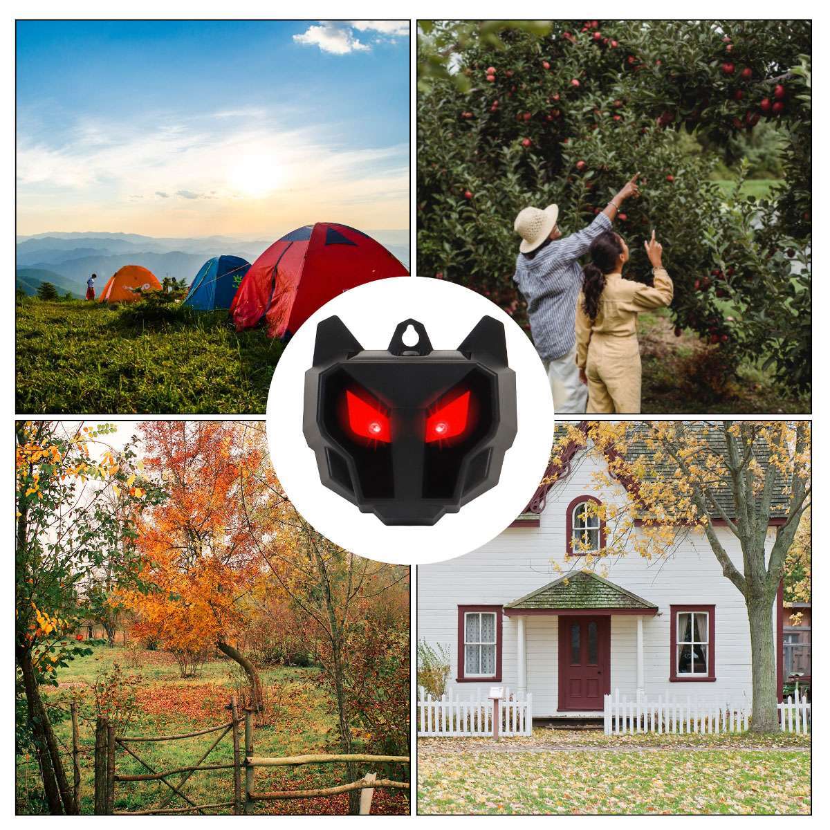 2 X Solar Predator Guard Light Red LED Deterrent Light Night Animal repeller US