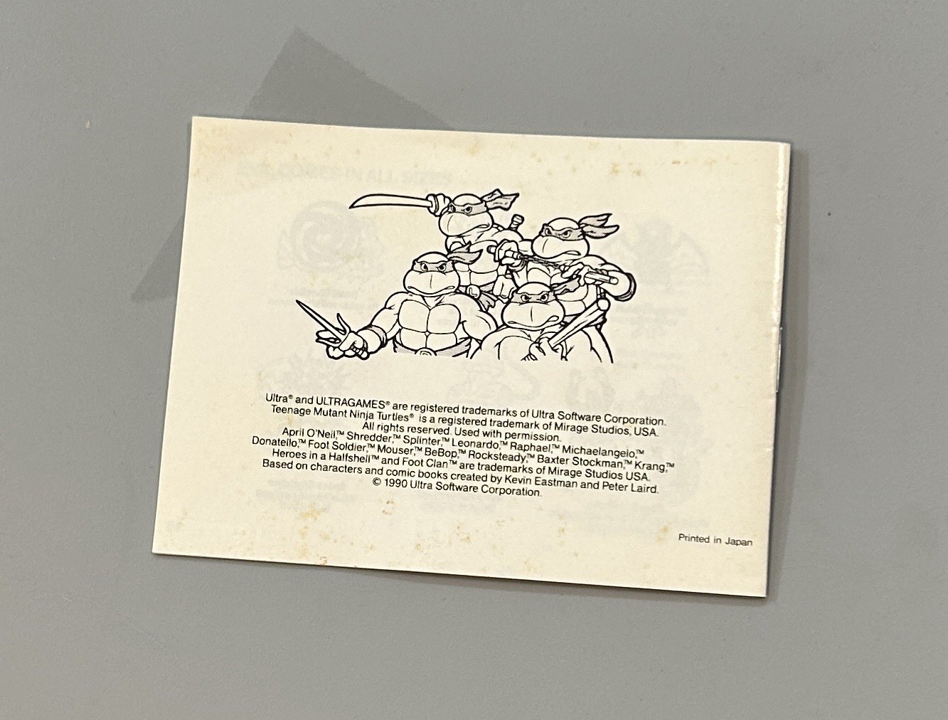 TMNT Fall of the Foot Clan (Nintendo Game Boy GB) Original Instruction Manual