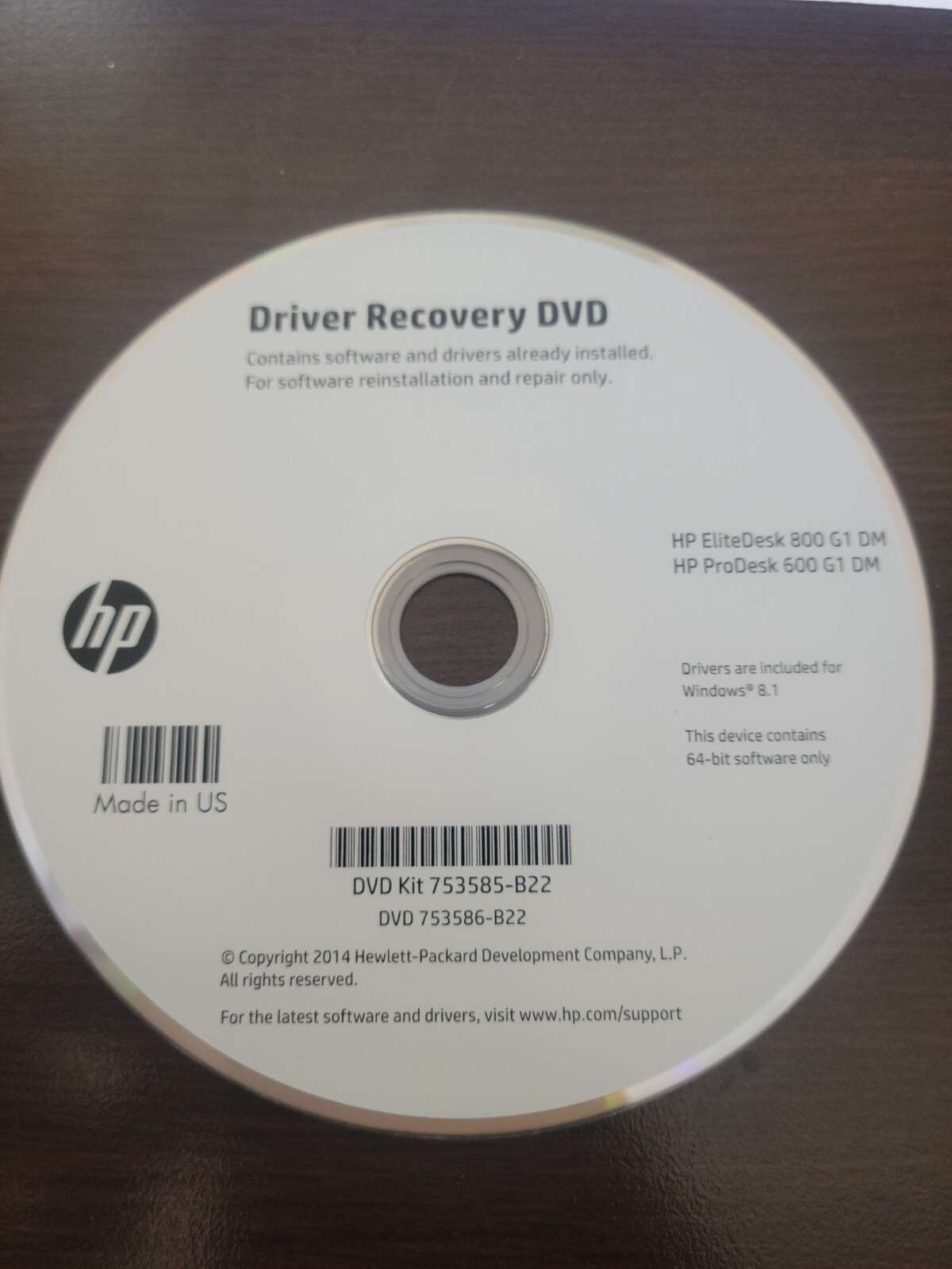 HP EliteDesk 800 G1 ProDesk 600 G1 App & Driver Setup Disk For Windows 7