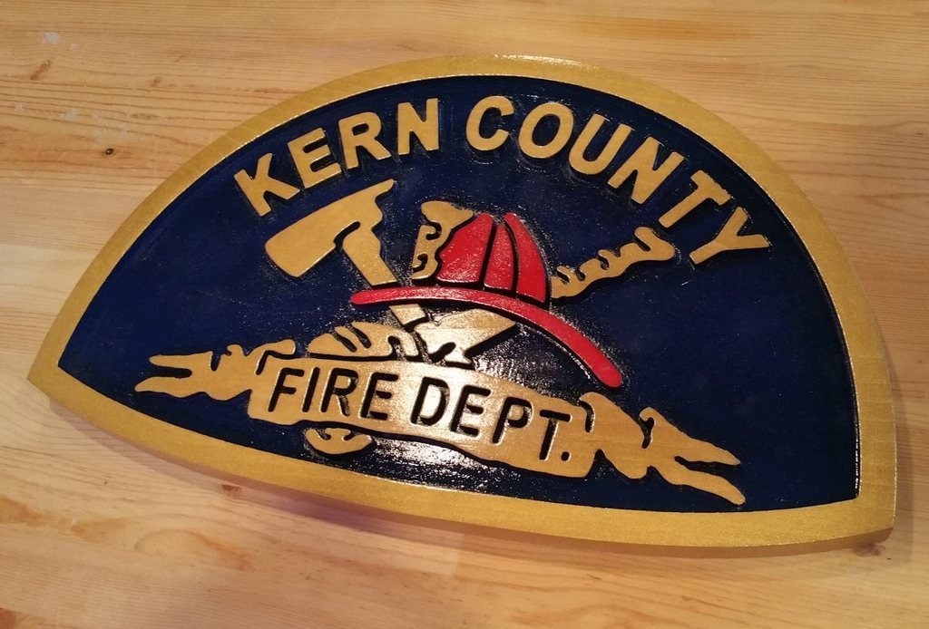 Fire Department Kern County 3D routed plaque Patch Sign Custom