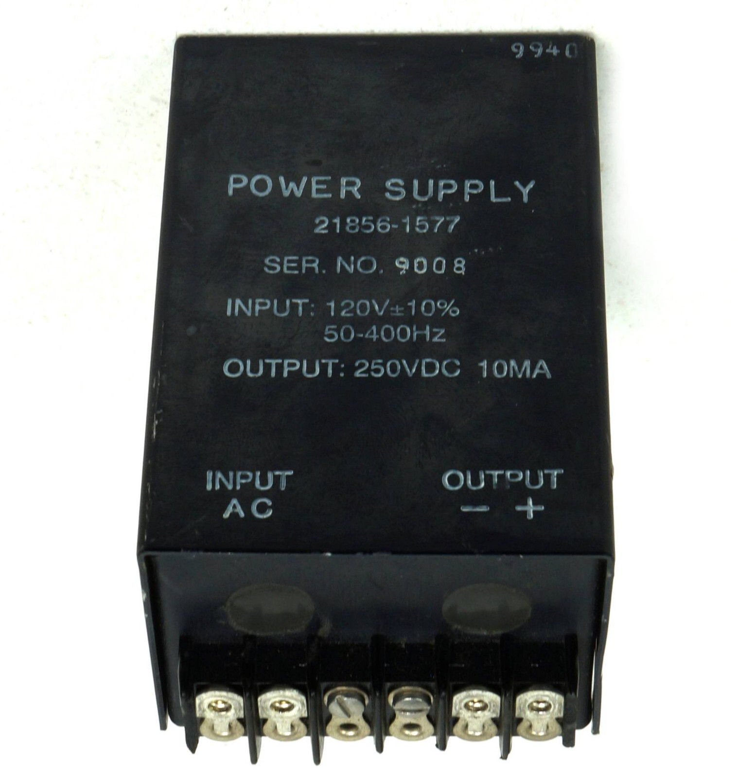 Centroid AC DC Power Supply 21856-1577 250VDC 10mA Input 120 VAC TESTED