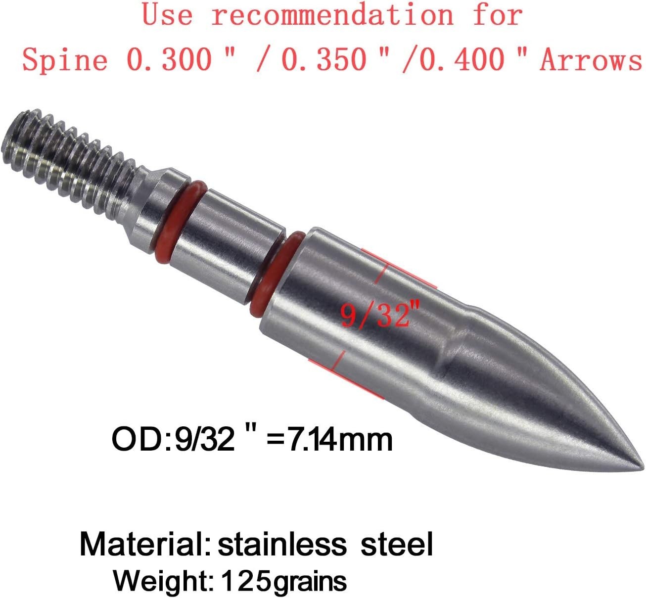 Stainless Steel Archery Field Points, Easy Pull Various OD for 85/100/125/150...
