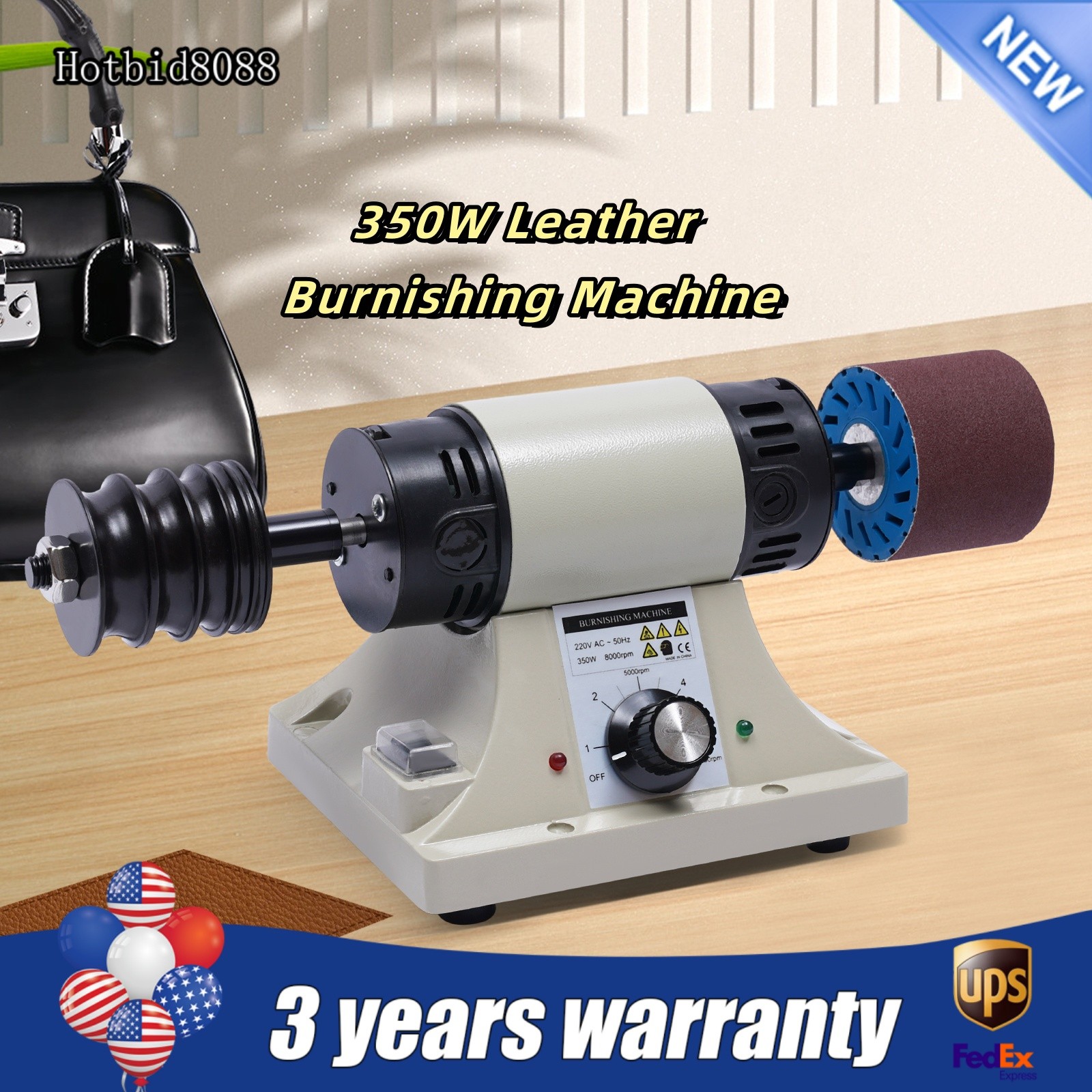 Electric Leather Edge Polishing Grinding Burnishing Machine Leather Tool 8000RPM