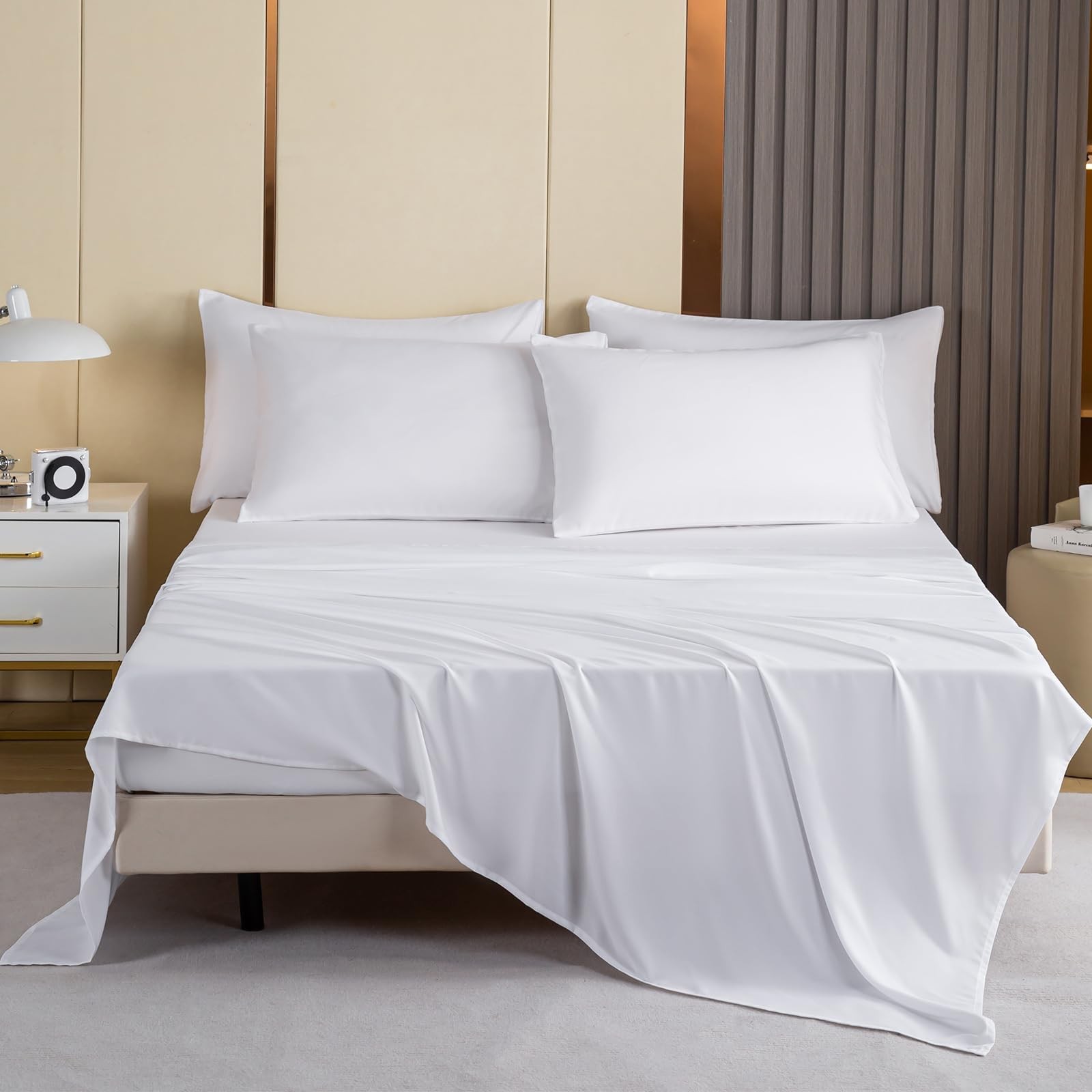 White Twin Flat Sheets Only Bulk Microfiber Hotel Massage Bedding 6 Pack