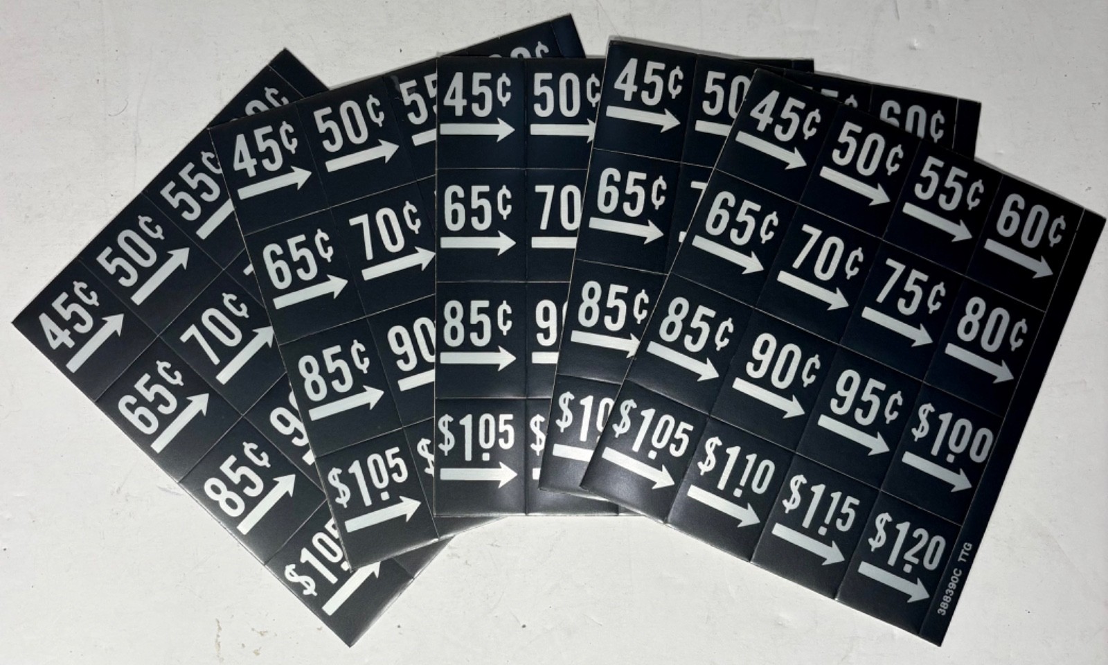 SODA VENDING MACHINE $0.45 - $1.20 LABEL PRICE STICKERS ADHESIVE BACKED 5 SHEETS