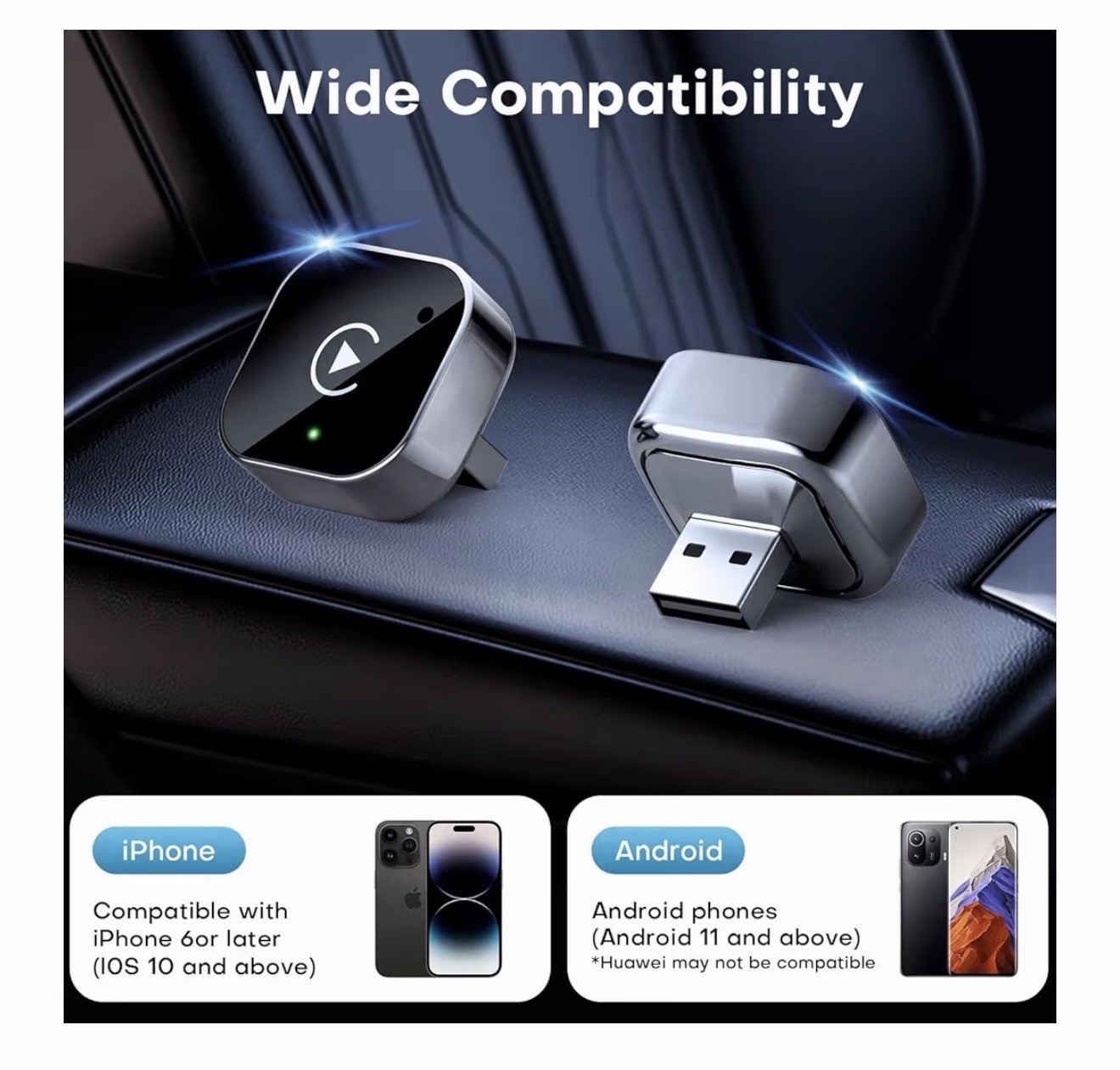 Wireless CarPlay Adapter 2026 Upgrade Wired to Wireless, Mini black