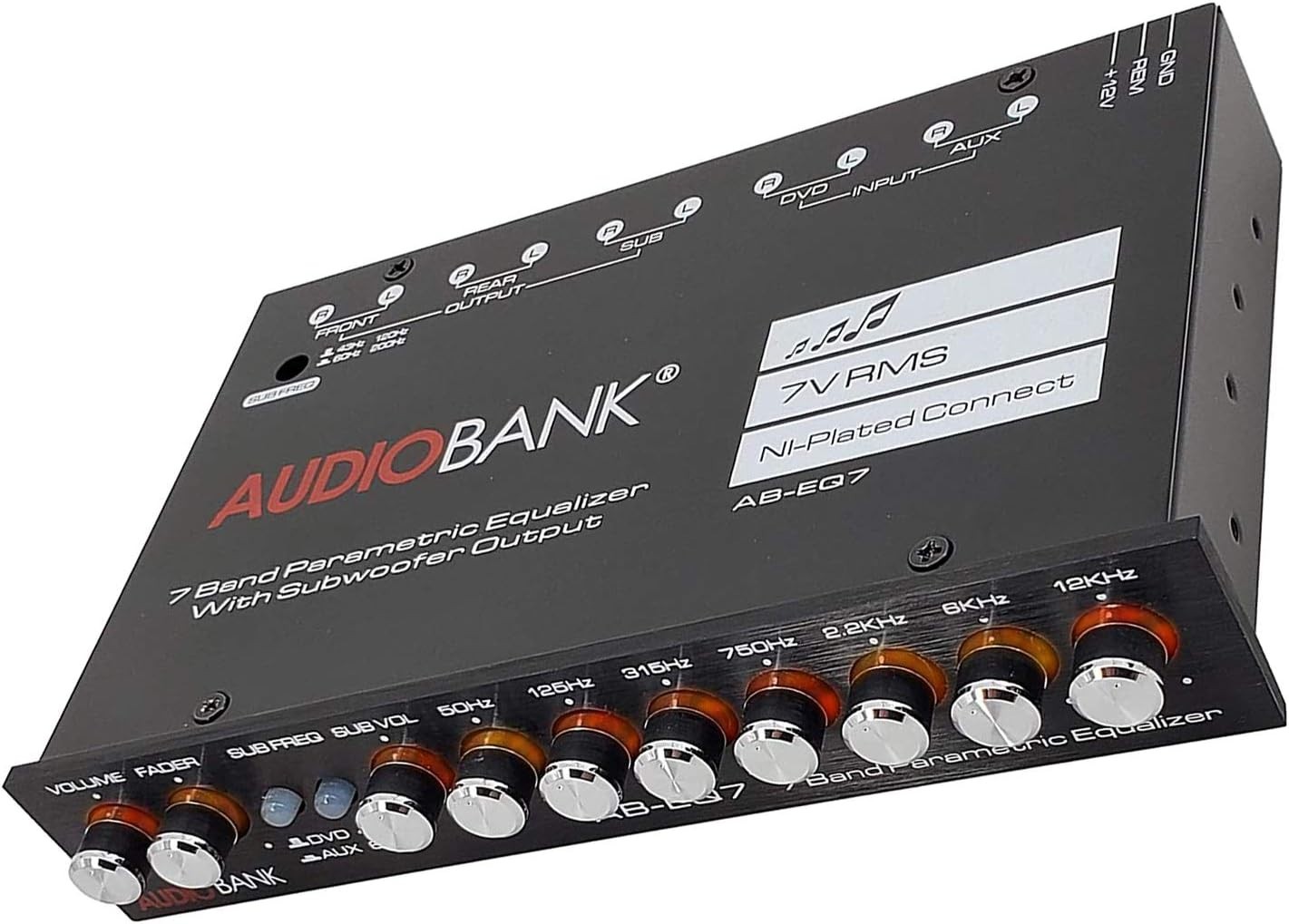 EQ7 1/2 Din 7 Band Car Audio Equalizer EQ w/Front, Rear/Frequency Adjustable ...