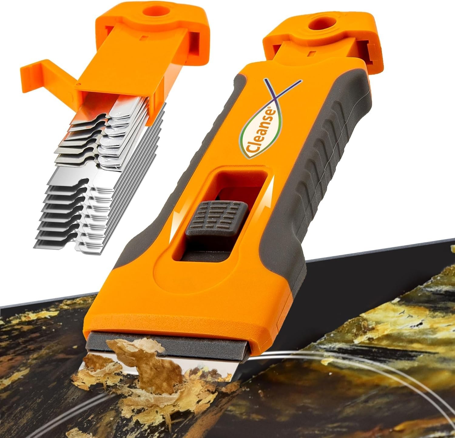 Razor Blade Scraper Tool with 15 Extra Blades - Perfect for Glass & Stovetops