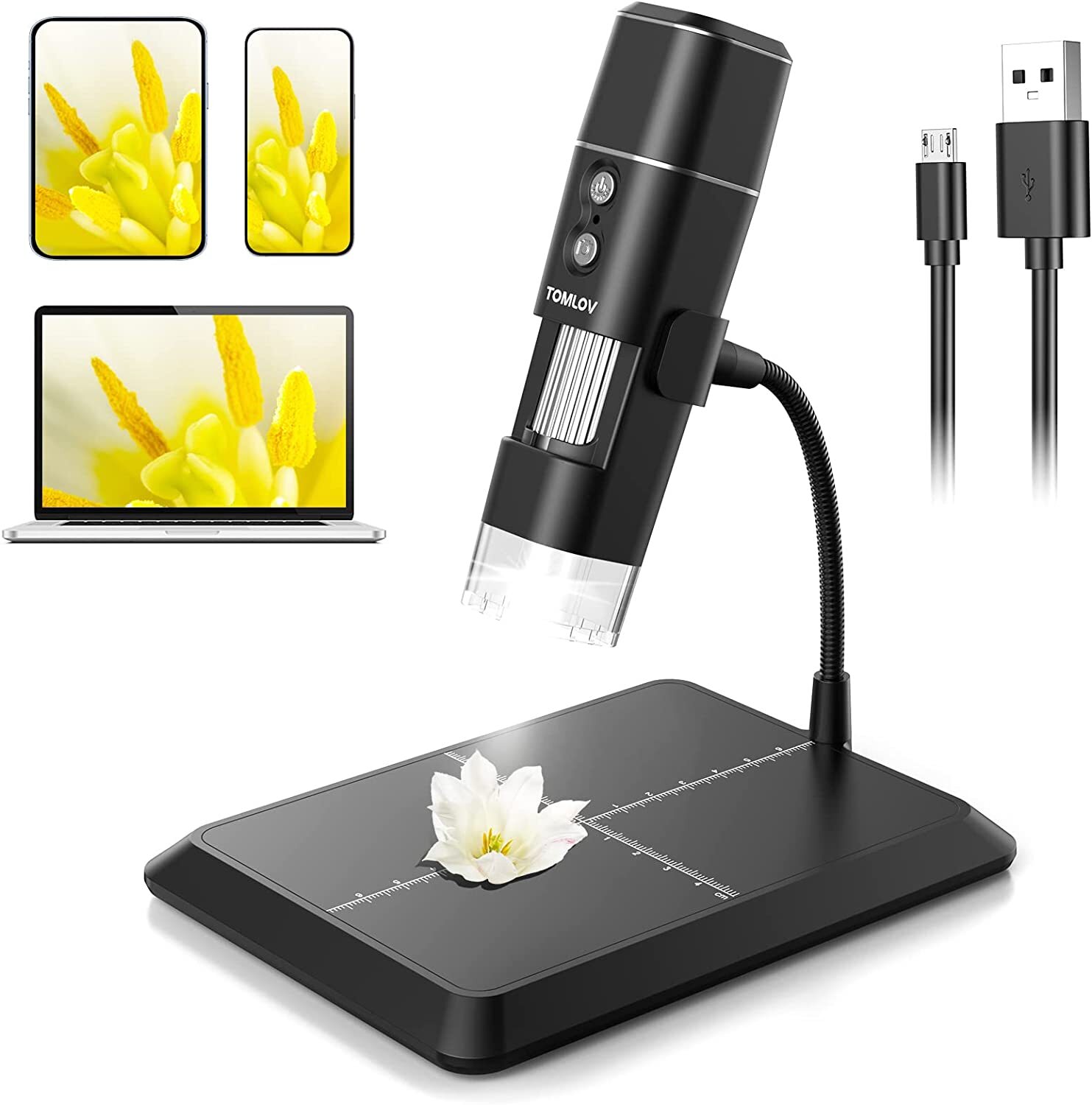 TOMLOV Digital Microscope 1000X Wifi Coin Microscope for Collector USB Magnifier