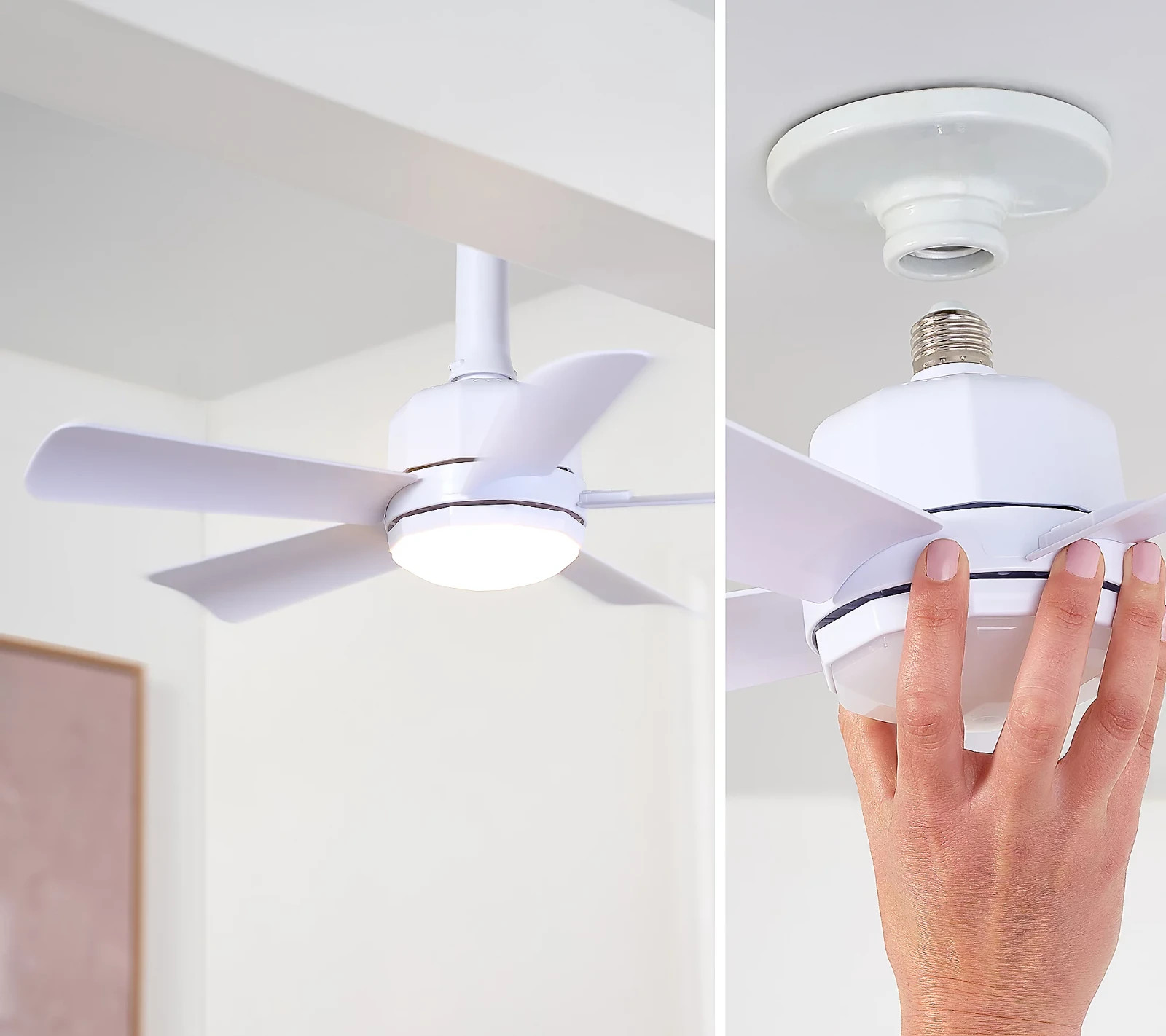 Cascade Pro 2-in-1 Socket 19" Ceiling Fan & LED Light+Remote - White,Black,Brown