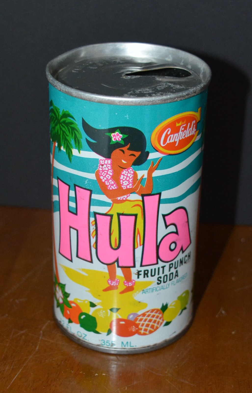 VTG Steel Pull Top Soda Can CANFIELD'S Hula Fruit Punch Soda