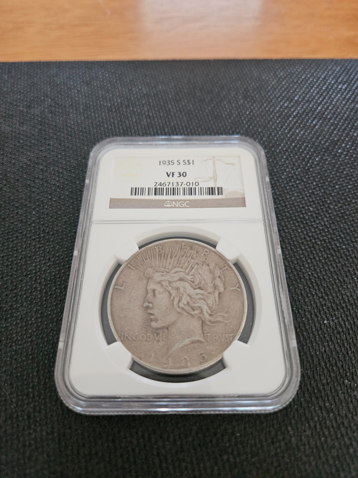 1935 S Peace Dollar, NGC VF30