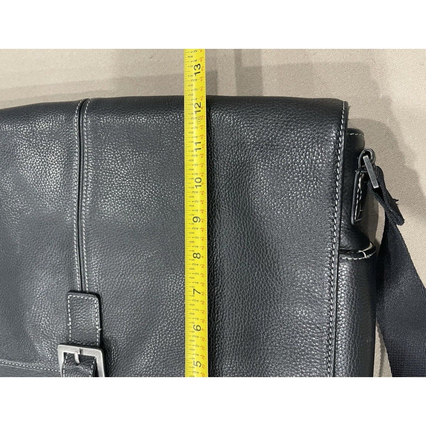 BOCONI Black Tumbled Leather Briefcase Padded Attaché Case RFID Protection
