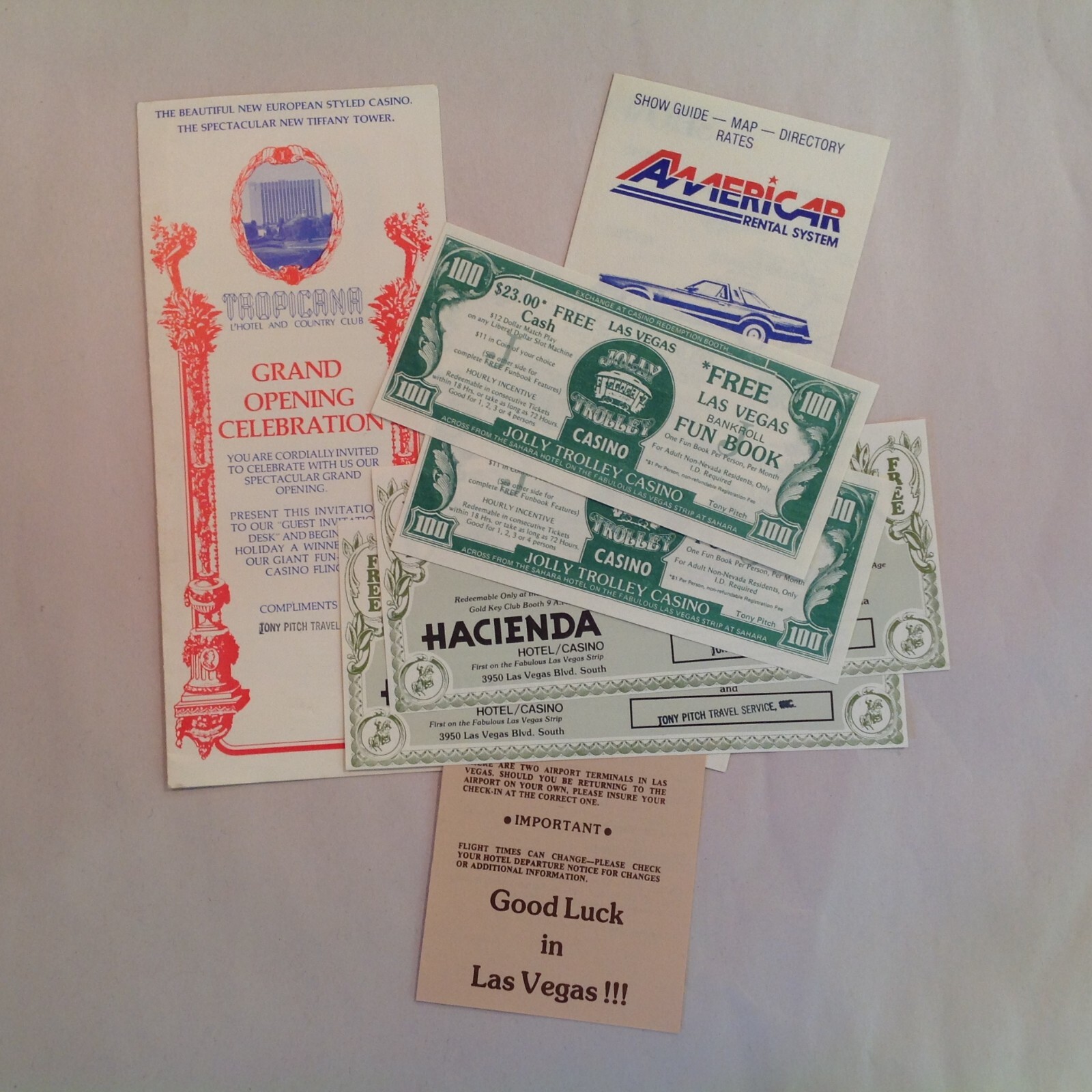 Vtg 1979 7 Pc Lot Tropicana l'Hotel and Country Club Grand Opening Ephemera
