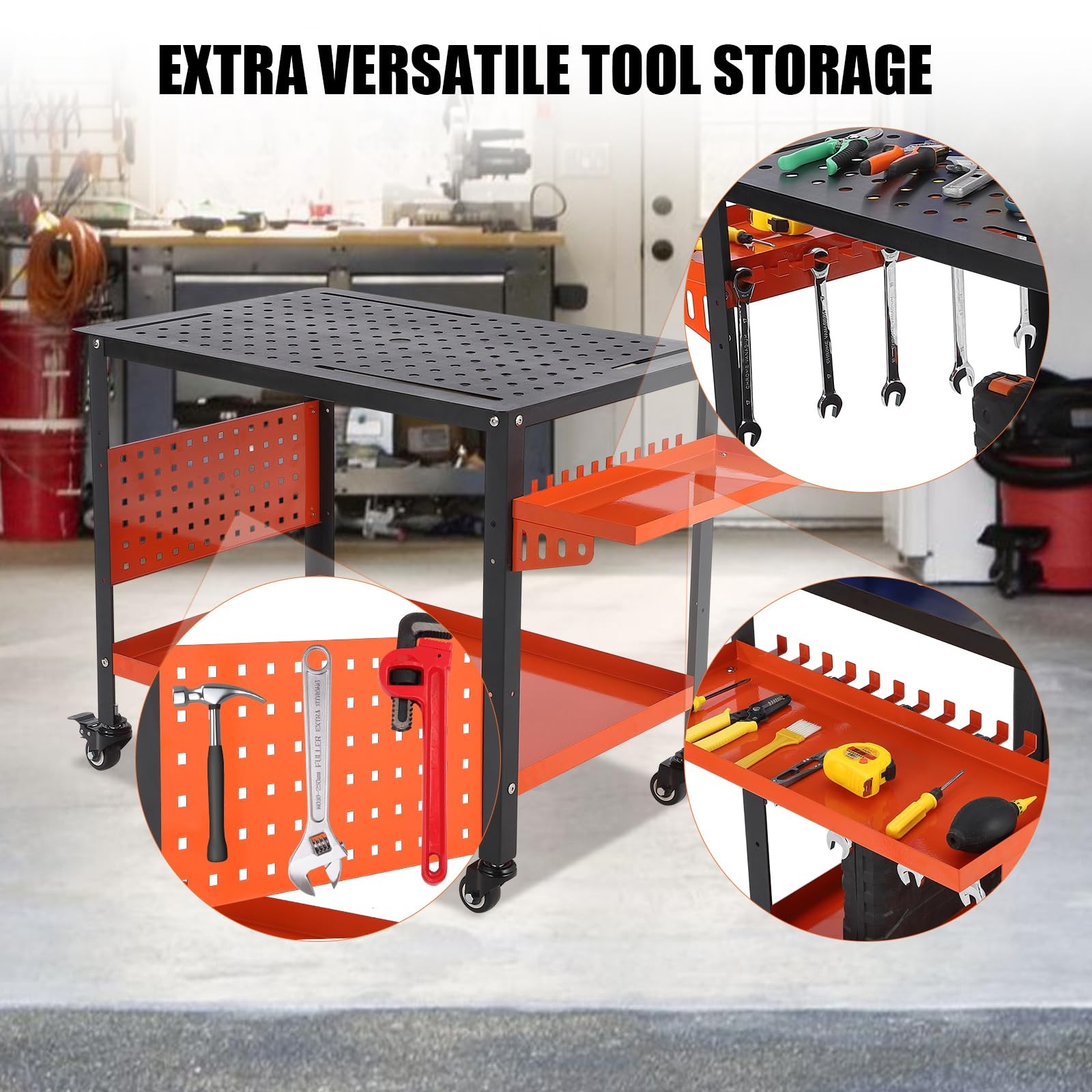 Portable Welding Table ,36"x24" Heavy Duty Welding Workbench Table with Wheels