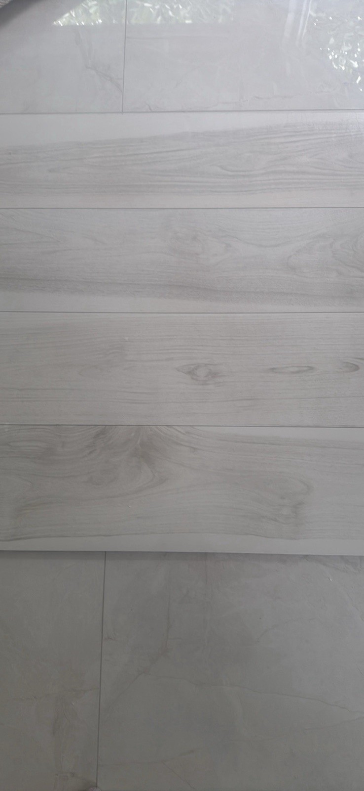 Baldocer Polished Porcelain Floor & Wall Tile White Wood Grain Rectangular