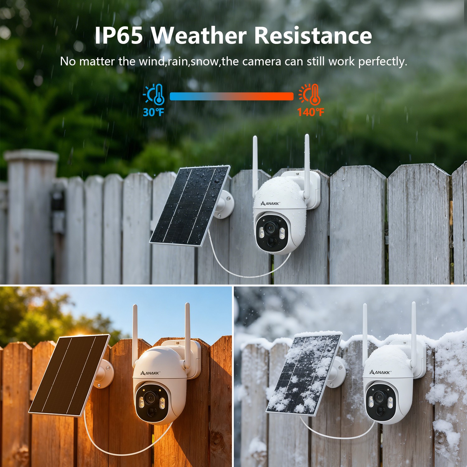 Anakk 4MP WiFi6 Wireless Security Camera System Solar Powered Outdoor PTZ CCTV