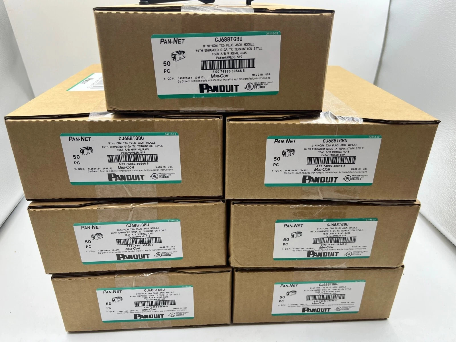Panduit Giga TX Cat6 Network Jack Blue CJ688TGBU BOX OF 50 Free Shipping!
