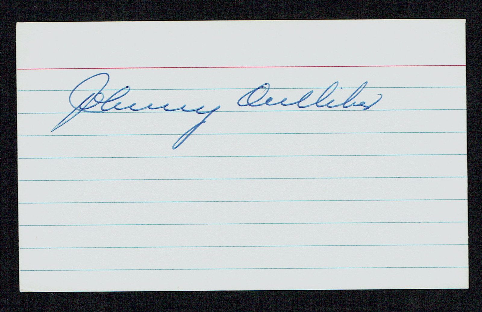 Johnny Oulliber (d. 1980) signed autograph auto 3x5 card Baseball Player B2567