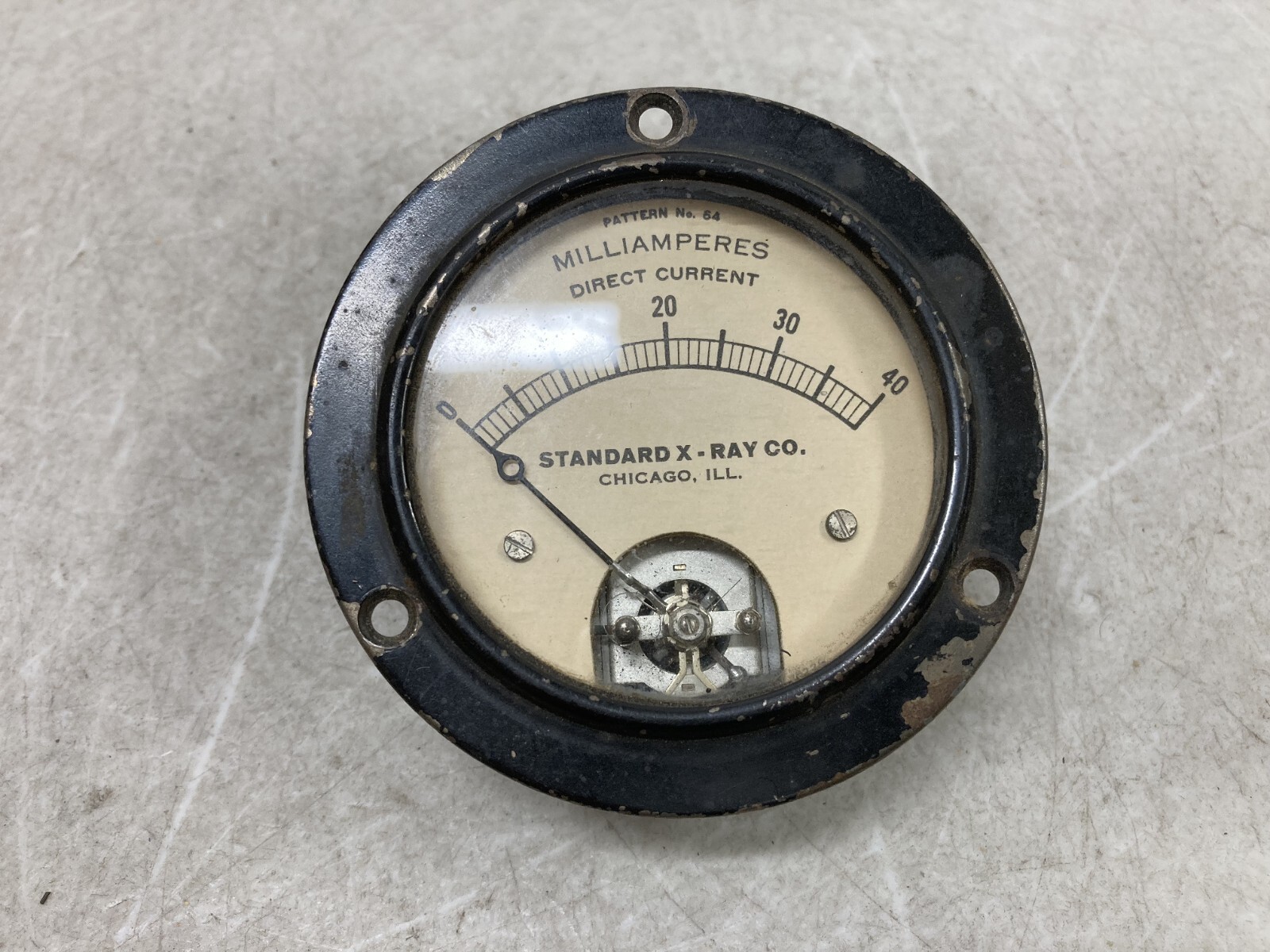 Old Standard X-ray Co Meter Milliamps Vintage, 0-40, Pattern 64
