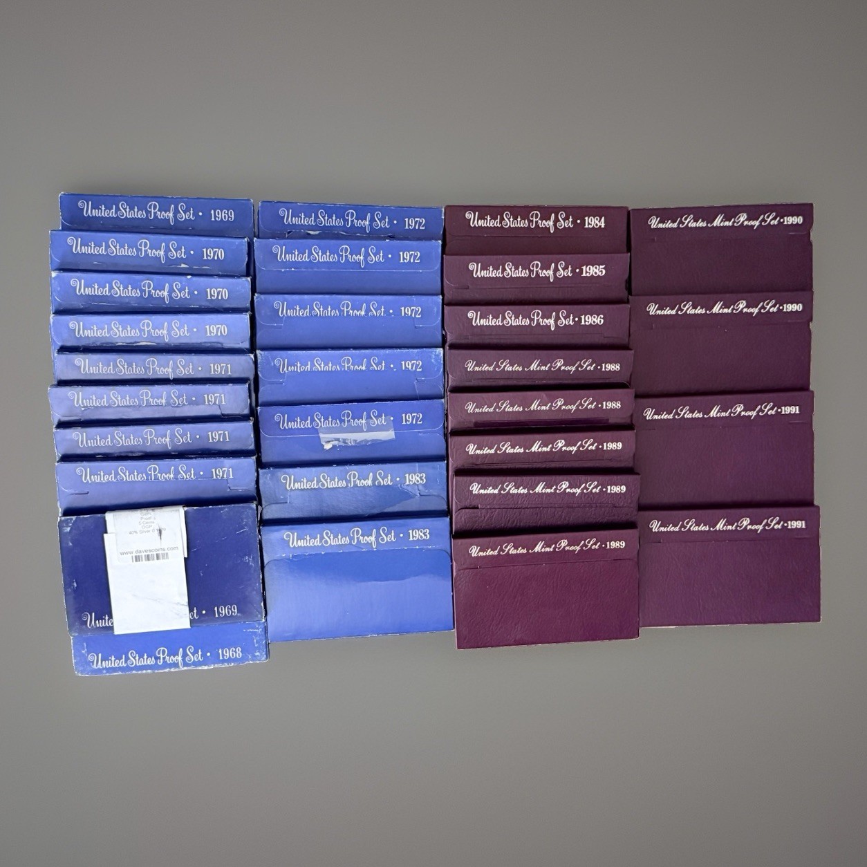Lot of (29) U.S. Proof Sets 1968-1991 Mint Proof Sets w/ 40% Silver Halves