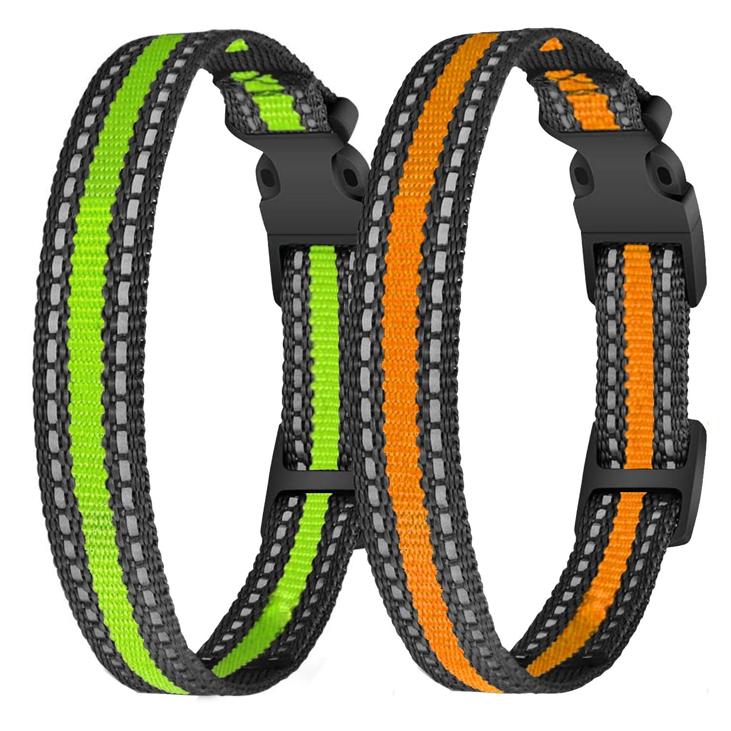 aikko 2 Packs Dog Collars Strap for Most of 3/4 inch, Green + Orange