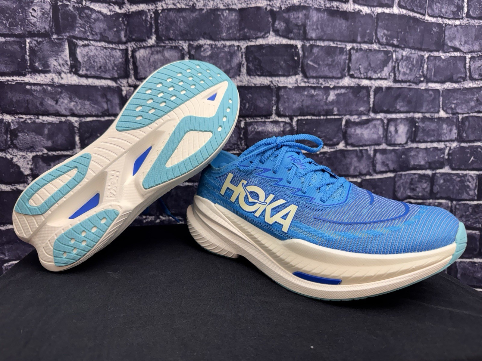 HOKA Mach X 2 Men's Running Shoes Blue/White Mesh Breathable Comfort Size 13D