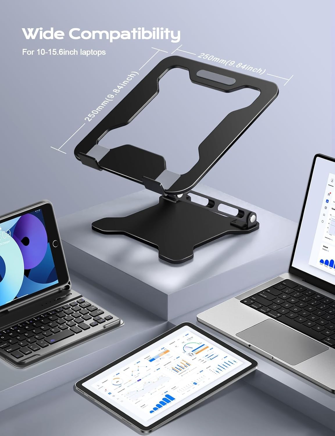 Adjustable Laptop Stand Foldable Metal Ventilated Laptop Riser Desk