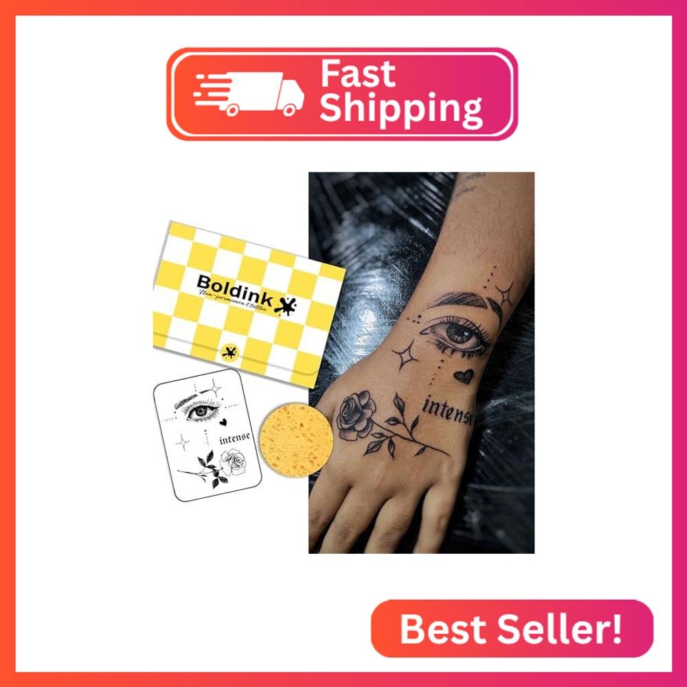 Eye Rose Pattern Temporary Tattoos for Hand Arm,Realistic Fake Tattoo