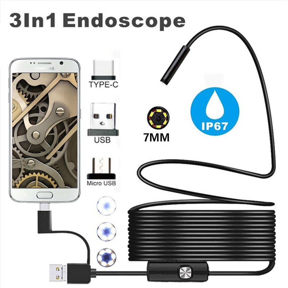 HD USB C Endoscope Type C Borescope Inspection Camera For Android MAC Computer