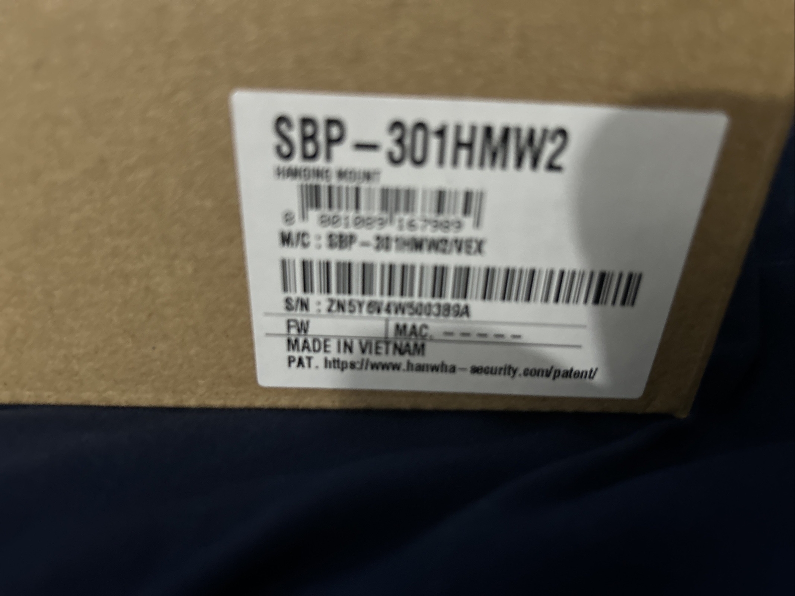 Hanwha Techwin SBP-301HMW2 Hanging Mount New Fast Shipping!!!