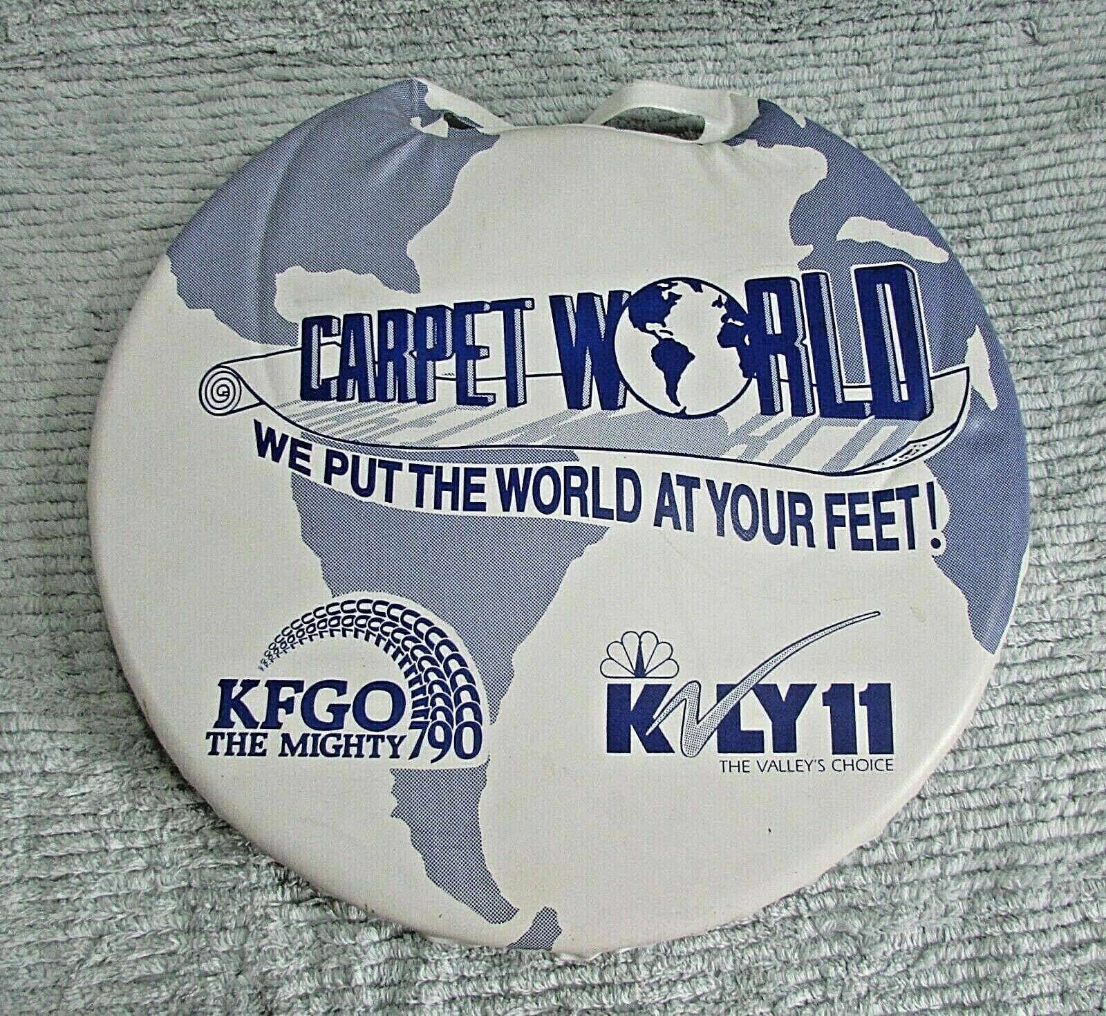 Vintage Fargo ND Red Hawks Baseball KFGO 790 Carpet World KVLY 11 Seat Cushion