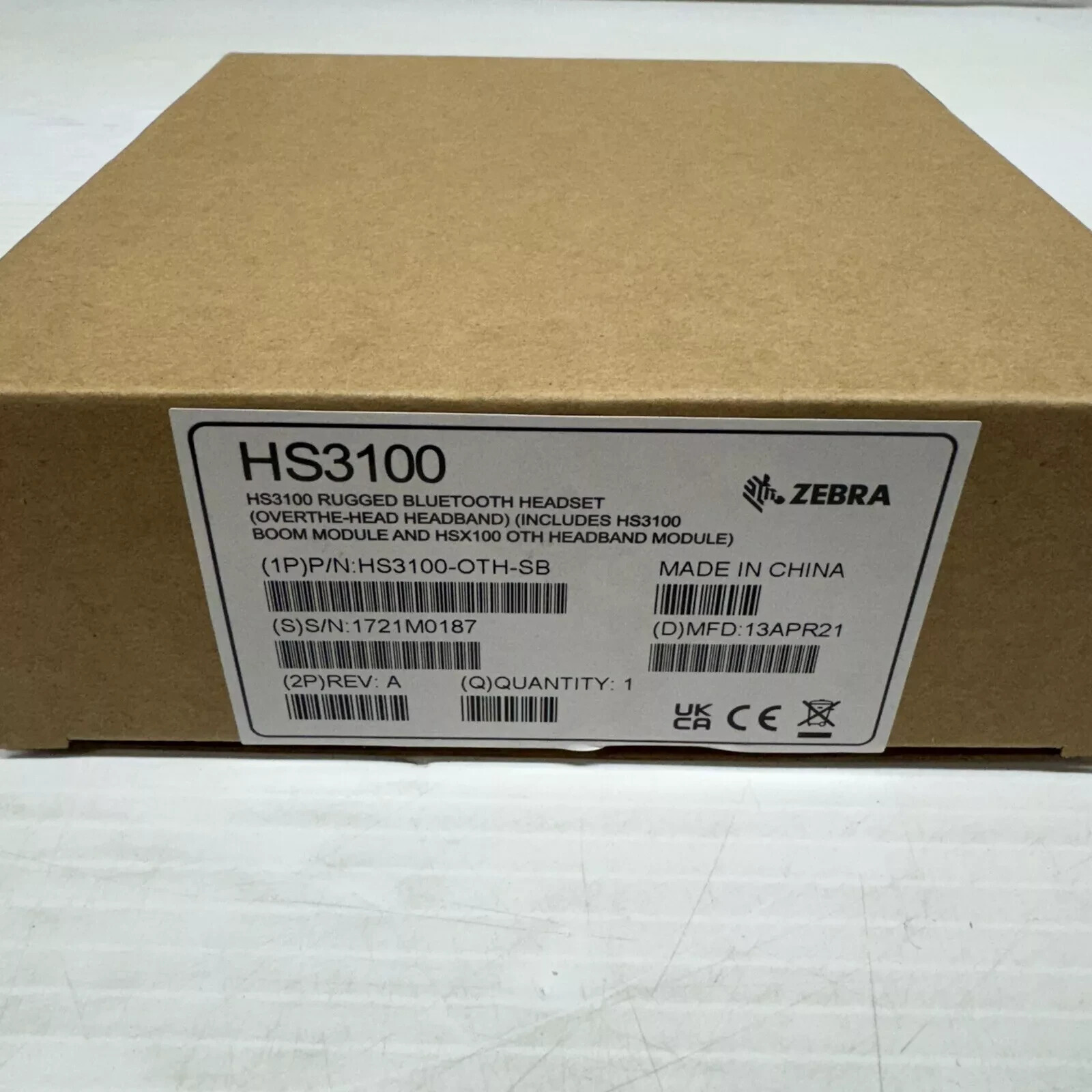 ZEBRA HS3100 RUGGED BLUETOOTH HEADSET HS3100-OTH-SB
