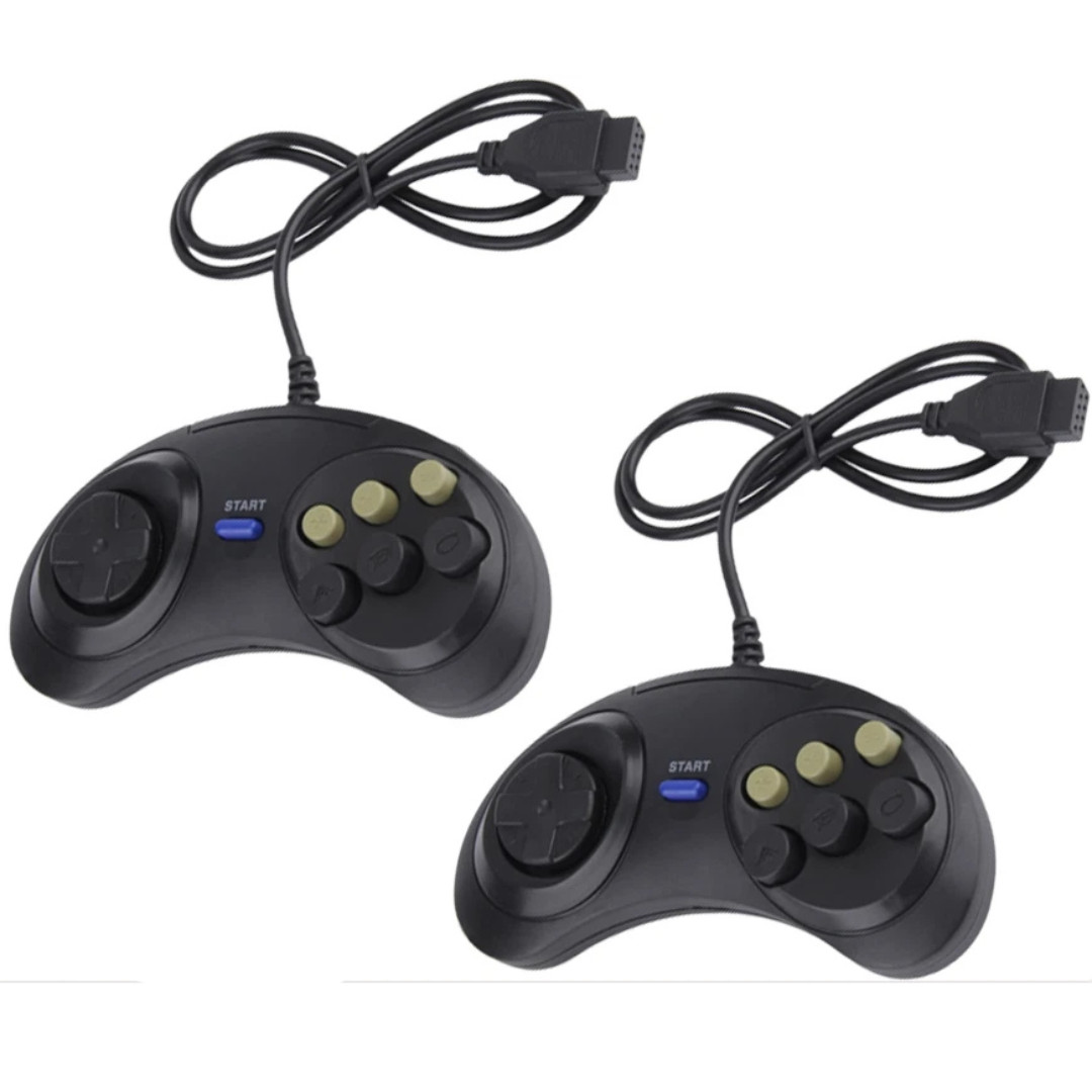 2X 6 Button Game Pad Controller For SEGA Genesis Black Old School Classic New