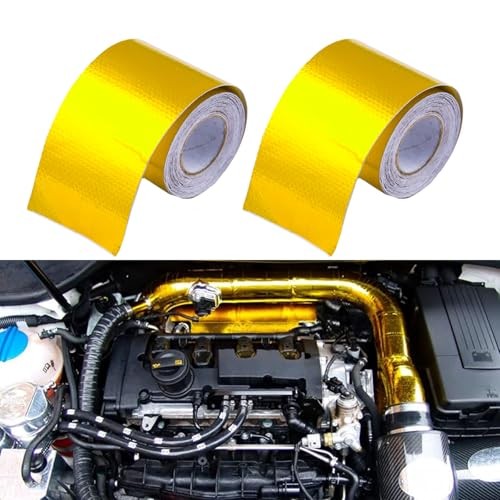 2" x6.4'（） Gold Adhesive Backed Heat Barrier Tape,Glassfiber Heat Shield 5M 1