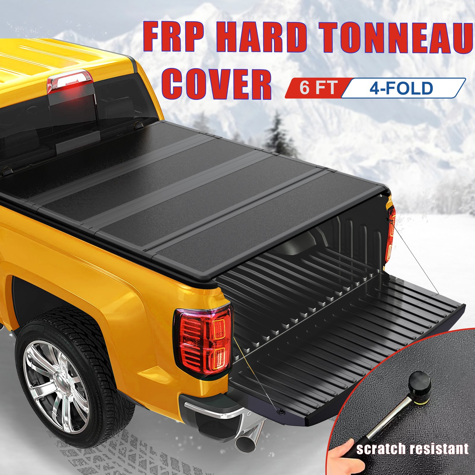 6FT 4-Fold FRP Hard Truck Tonneau Cover For 2005-2026 Nissan Frontier Truck Bed