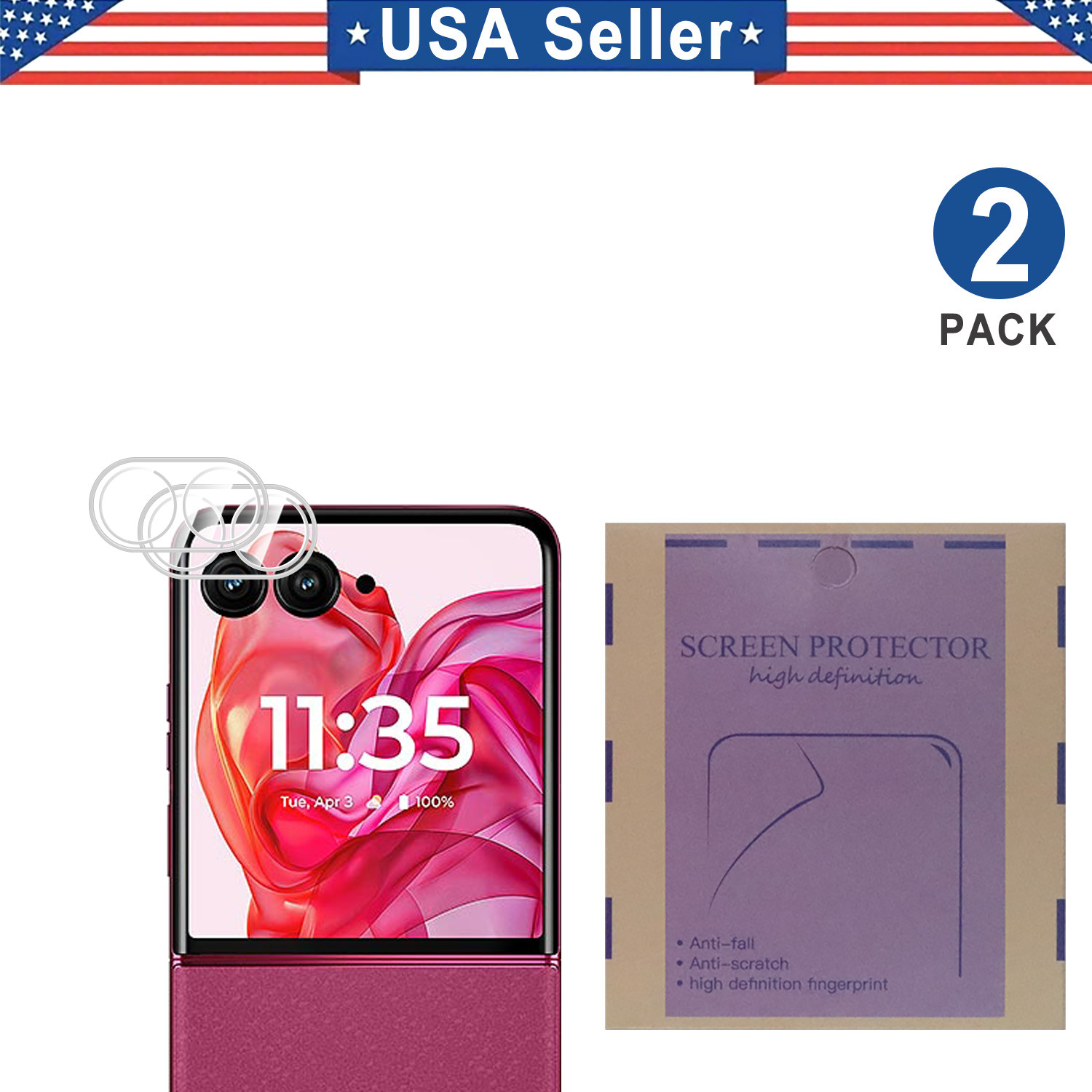 2PK Back Camera Lens Tempered Glass For Motorola RAZR 2024/RAZR+2024