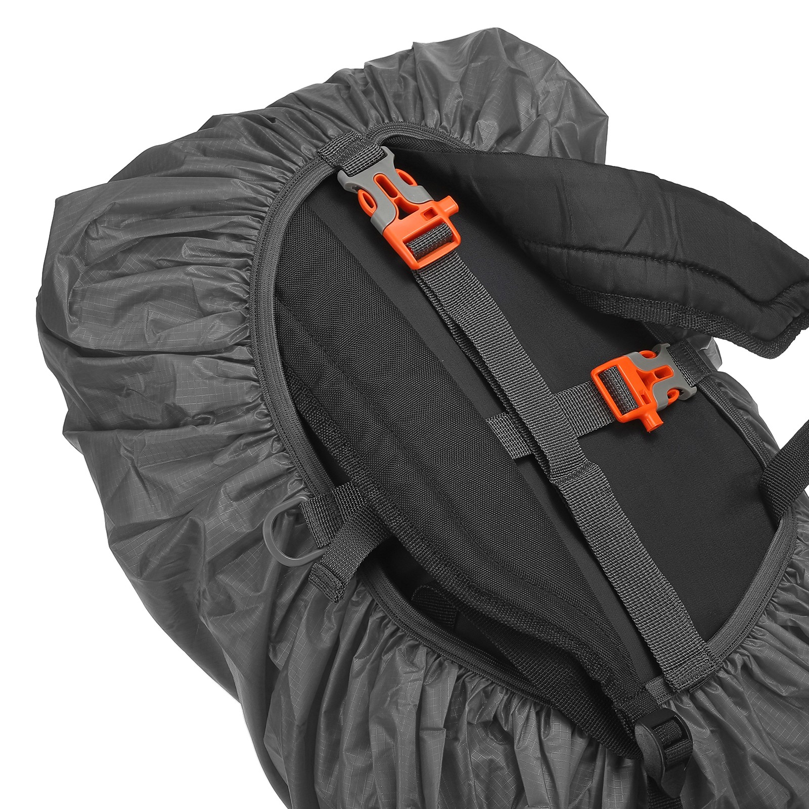 30-40L Backpack Rain Cover with Drawstring Bag, M, Gray Checkered