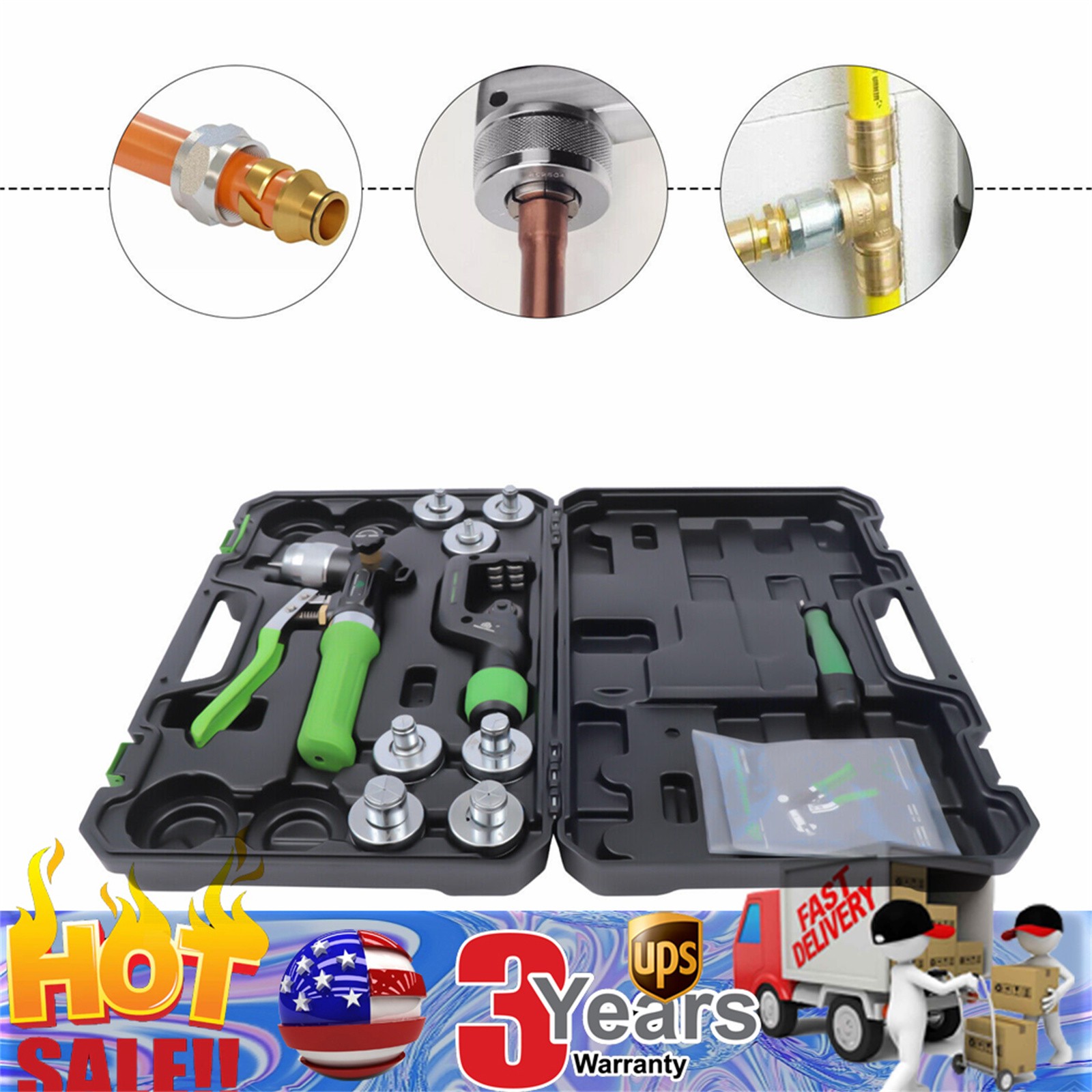 Hydraulic Swaging Tool Kit HVAC w/ Tube Cutter for Copper Tubing Expanding NEW