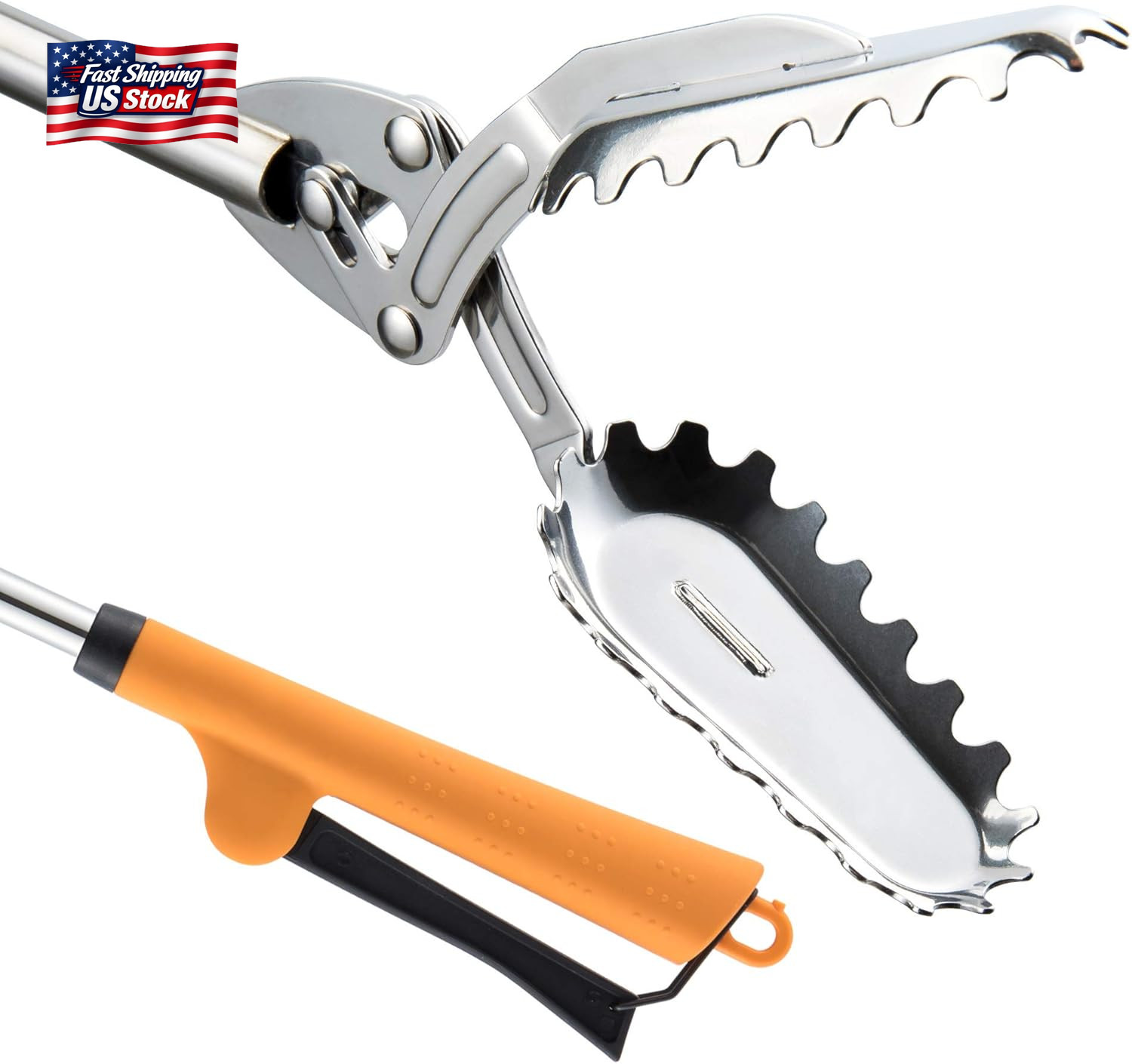 FTH All Stainless Steel Grabber Reacher Pickup Tool Heavy Duty Trash Picker Log