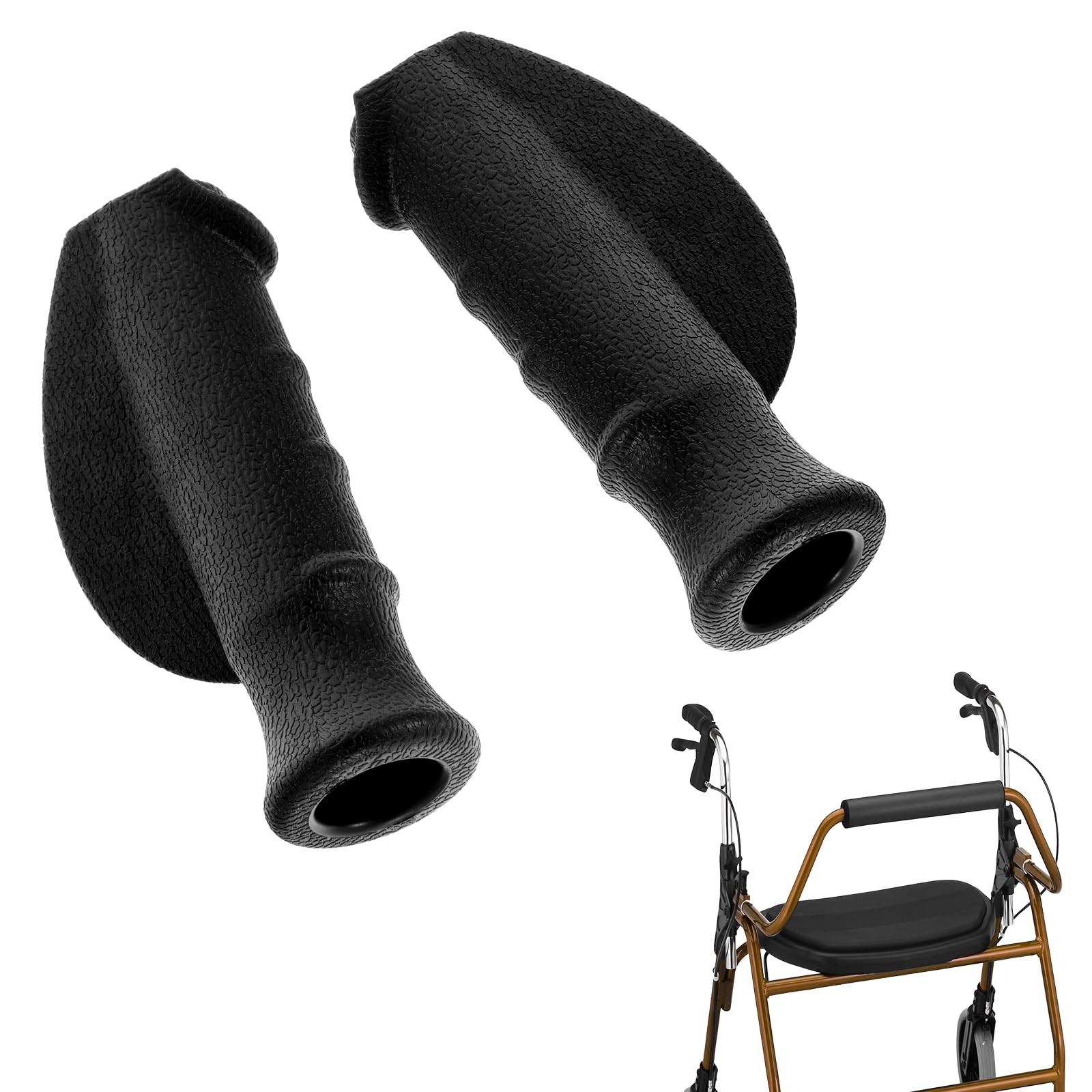 2 PCS Rollator Hand Grip, Anti-Slip Rolling Walker Grips black