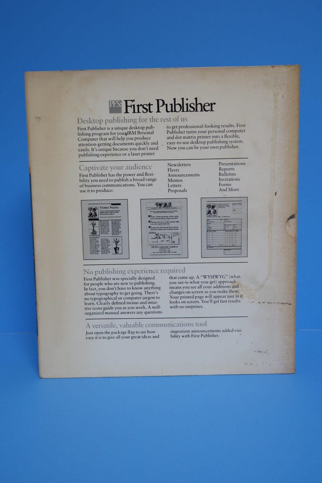 First Publish IBM Desktop Publishing Computer Program Software 5.25" Floppy Disc