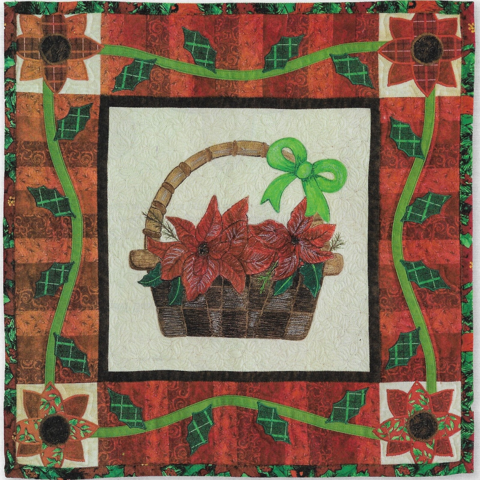 Pops of Poinsettia Table or Wall Quilt quilting pattern instructions