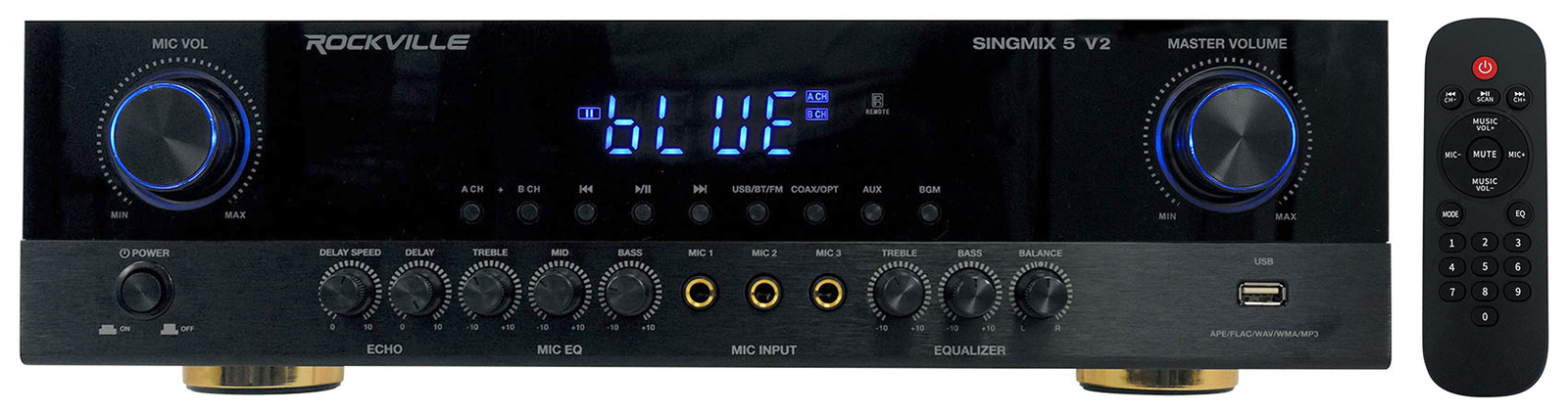 Rockville SingMix 5 2000w Professional DJ Amplifier w/ Bluetooth/Echo