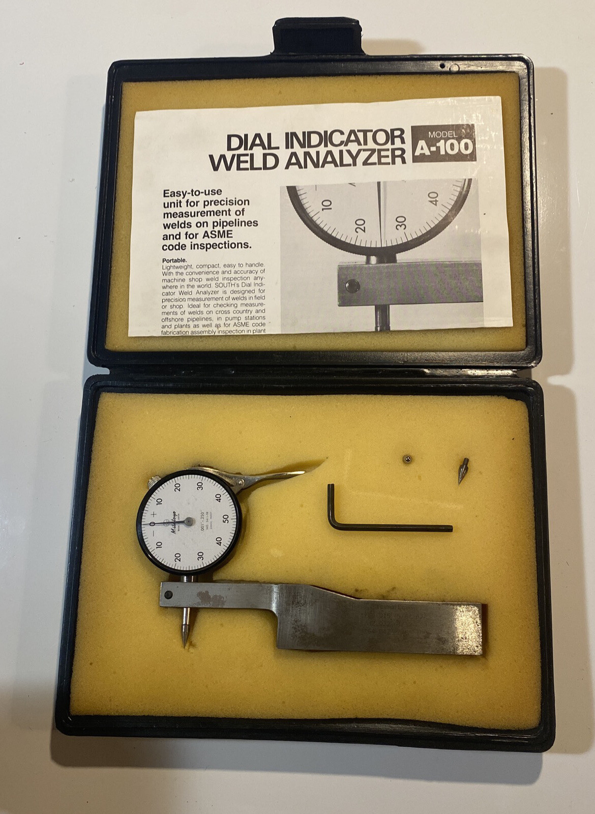 Mitutoyo Dial Indicator Weld Analyzer A-100 Kit Complete .001’’-.250’’ 2411-08