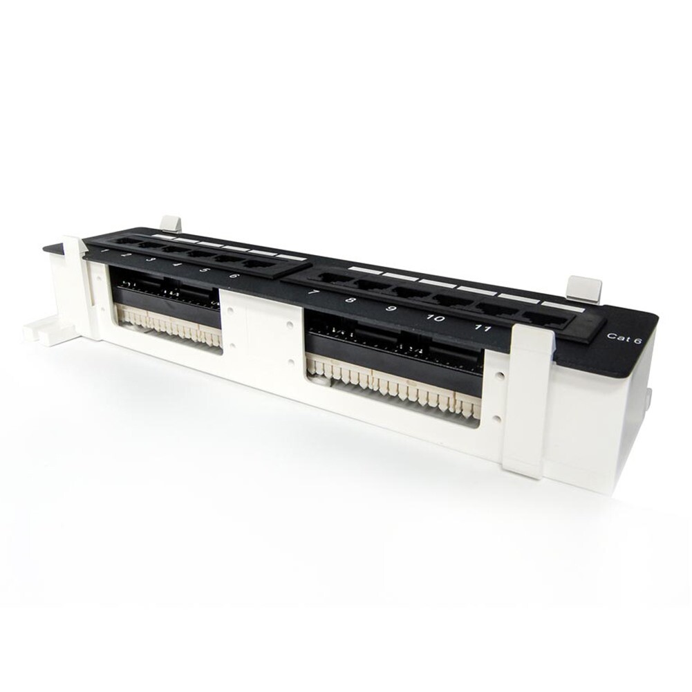 12 Port Cat6 110 Vertical Patch Panel RJ45 Network LAN Server Mounting Bracket