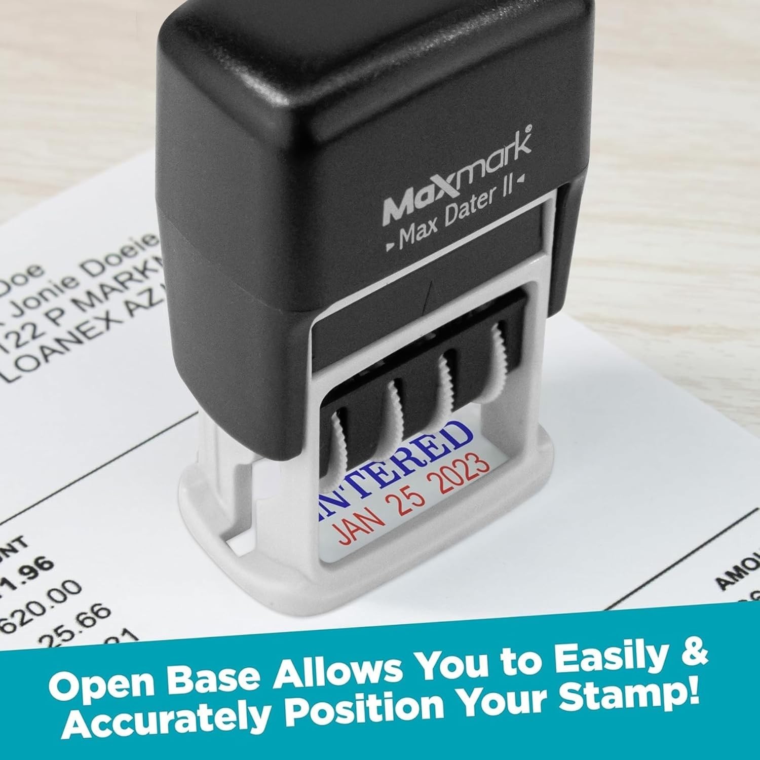 Self-Inking Rubber Date Office Stamp with Completed Phrase & Date - Black Ink...