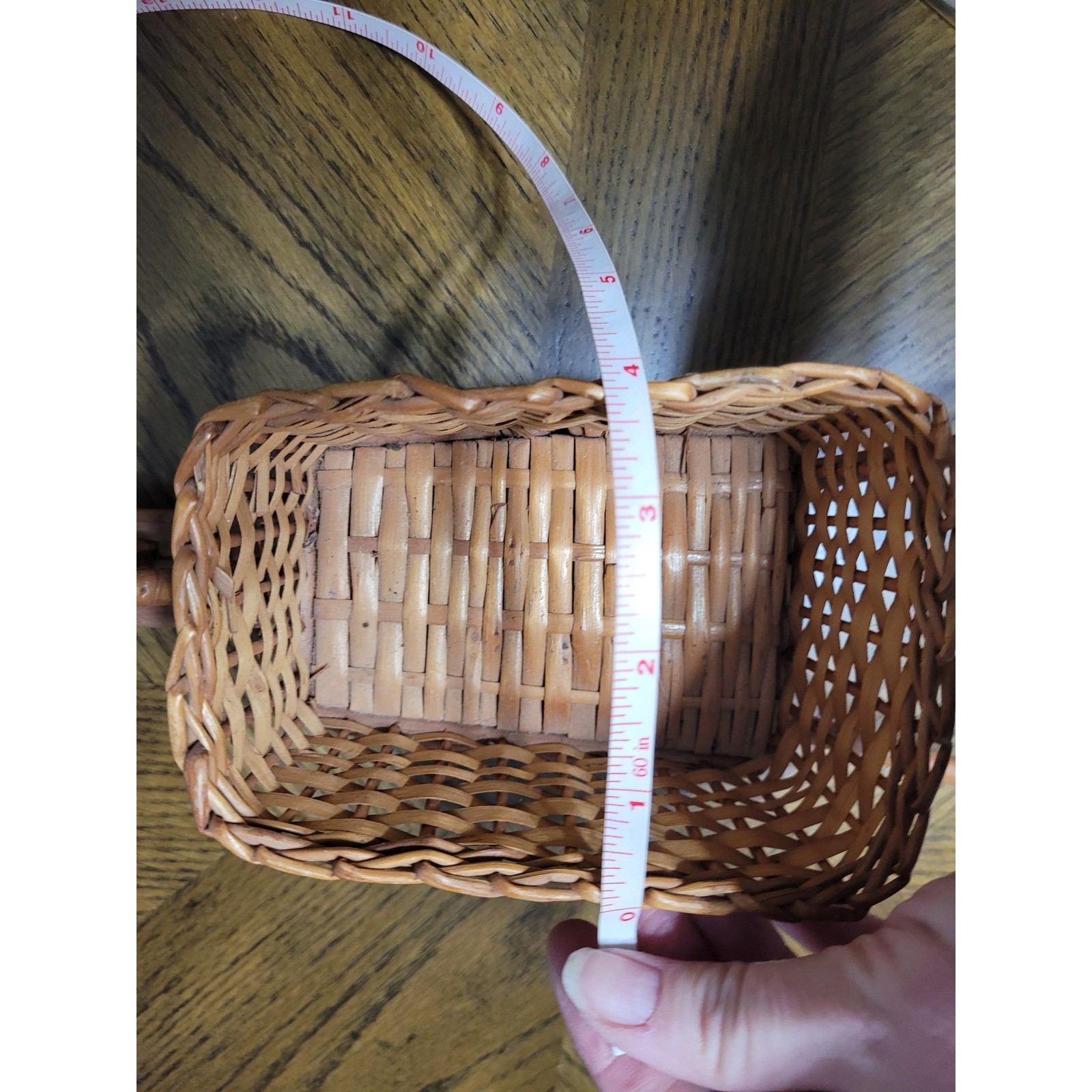 Vintage Woven Wicker Wheelbarrow Basket Decorative Rustic Planter Decor