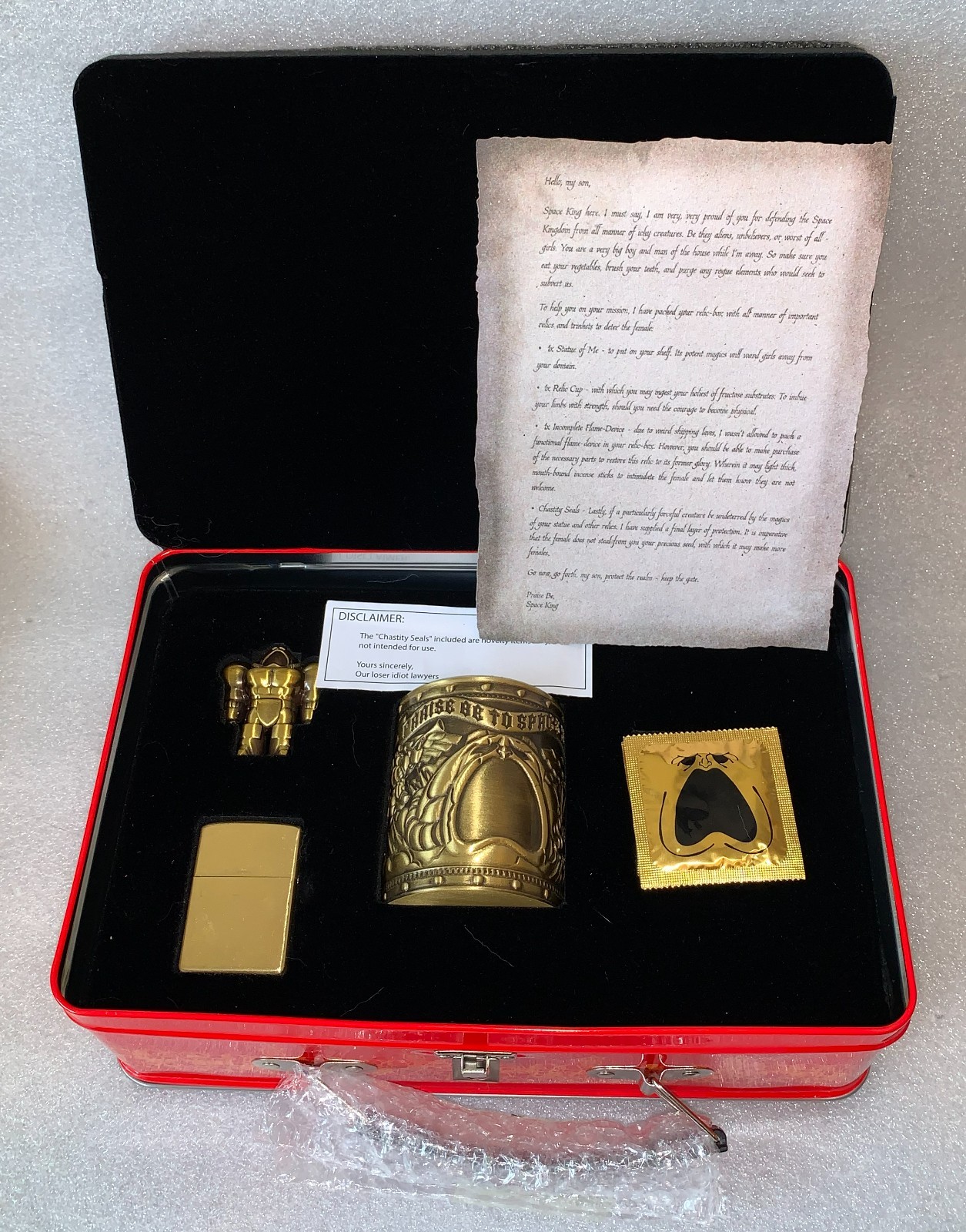 Space King No Girls Allowed Relic Box psycho warrior lunch box by Flashgitz