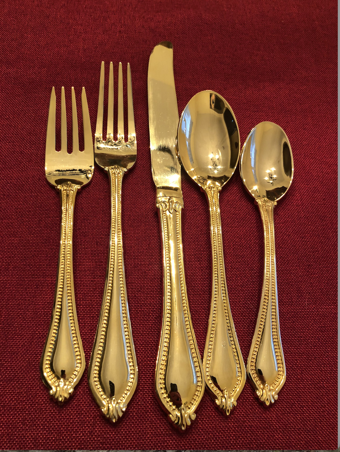 International Silver Co Yorkshire Bead Gold Electroplated Flatware Choice